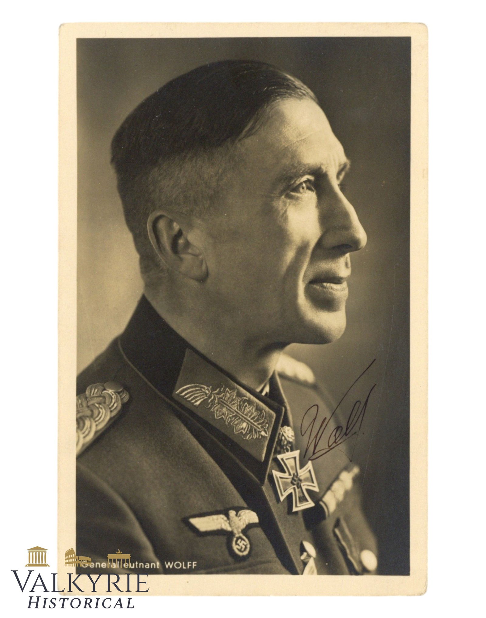 Rare Period German Postcard of Generalleutnant and RK Bearer Ludwig Wolff Signed (1 of 2)