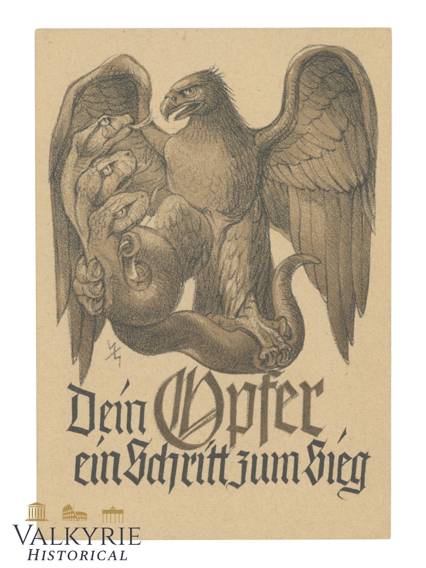 WHW of 1941 Commemorative Postcard "Your Sacrifice, A Step to Victory" - Non-circulated: WHW of 1941 Commemorative Postcard "Your Sacrifice, A Step to Victory". With ink stamp of the "Italian Armistice Commission". Non-circulated. All items for this auction will be shipping from Europe. S