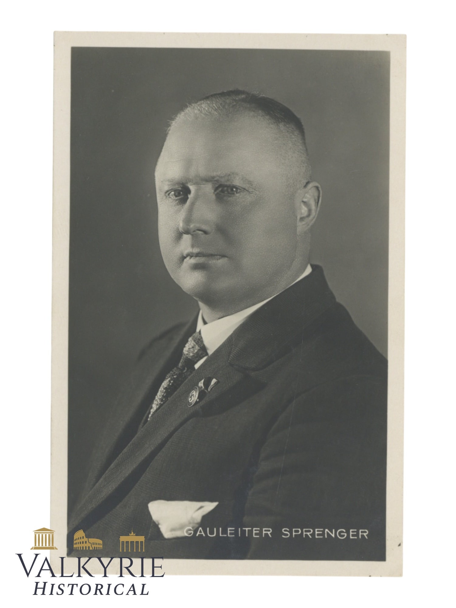 Nazi Propaganda Postcard With Portrait of Gauleiter of Gau Hesse-Nassau Jakob Sprengler: Nazi Propaganda Postcard With Portrait of Gauleiter of Gau Hesse-Nassau Jakob Sprengler. Non-circulated. All items for this auction will be shipping from Europe. Shipping cost $25 it doesn't matter ho