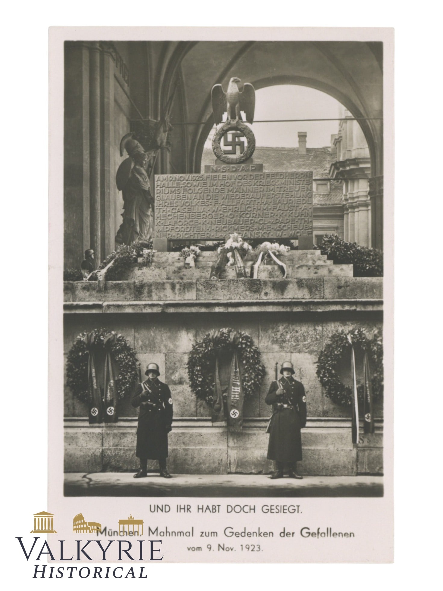 Nazi Propaganda Postcard With Photo of the Commemorative Monument For the Putsch Martyrs in Munich (1 of 2)
