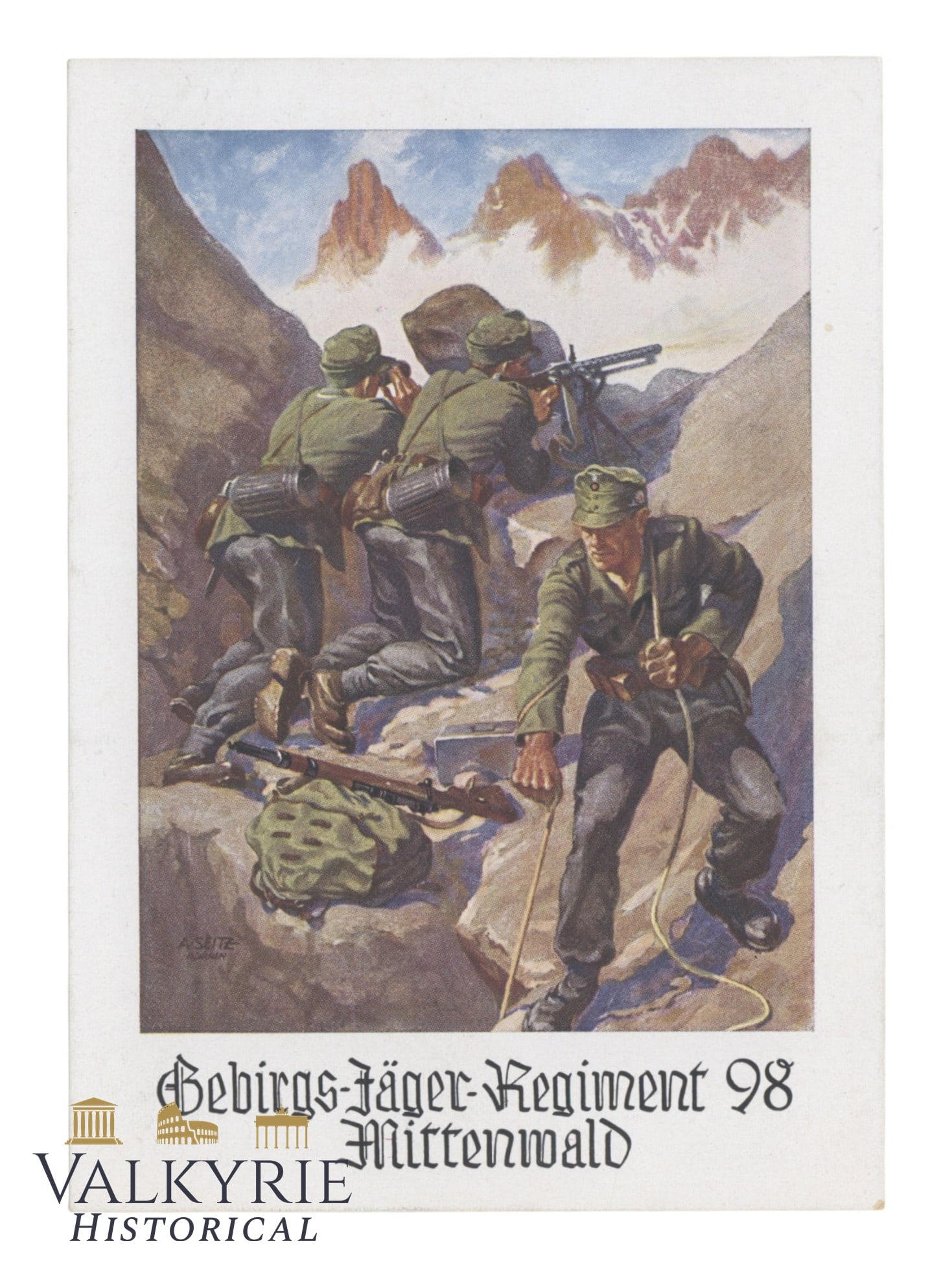 Nazi Propaganda Postcard "Gebirgsjaeger Regiment 98 Mittenwald" - Non-circulated (1 of 2)