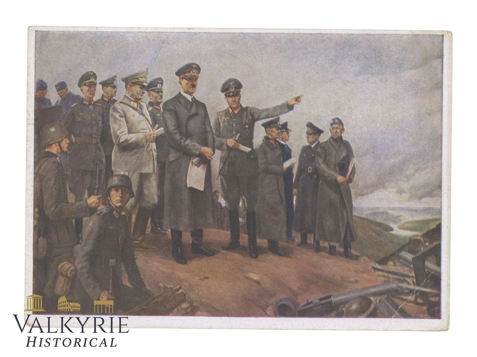 Nazi Propaganda Postcard With Painting of Conrad Hommel "The Fuhrer in the Battle Area": Nazi Propaganda Postcard With Painting of Conrad Hommel "The Fuhrer in the Battle Area". Circulated. All items for this auction will be shipping from Europe. Shipping cost $25 it doesn't matter how ma