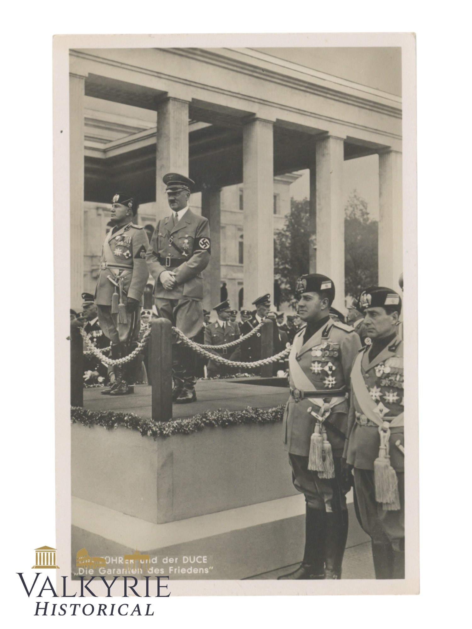 Nazi Propaganda Postcard of the Visit of Mussolini to Germany During Parade in Ehrentempel in Munich (1 of 2)