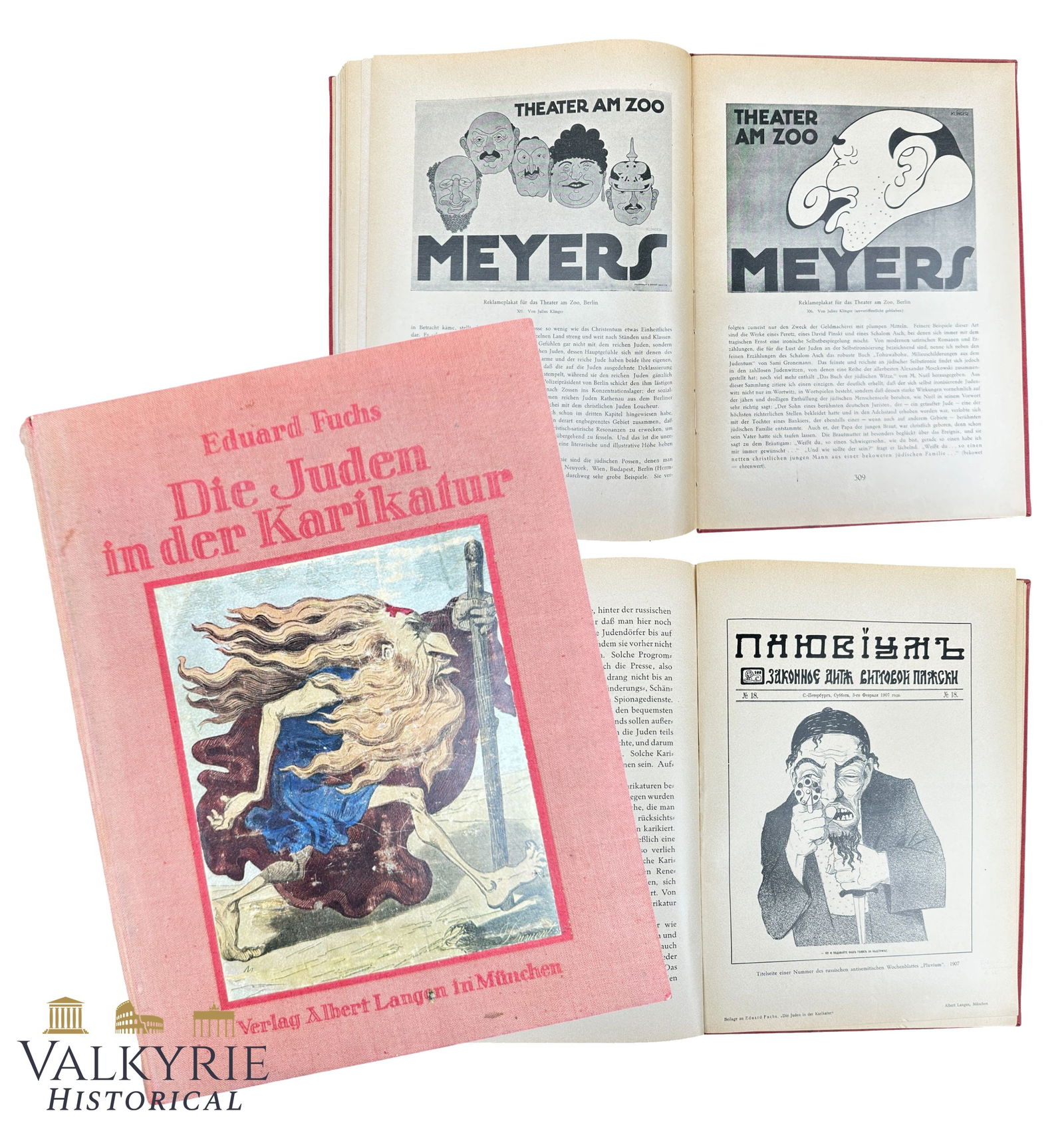 German Anti-Semitic Book "The Jews in Caricature. A Contribution To Cultural History": German Anti-Semitic Book "The Jews in Caricature. A Contribution To Cultural History" by Eduard Fuchs. Printed by Albert Langen Verlag. Hard cover. Very illustrated also with colour pictures. Year 192