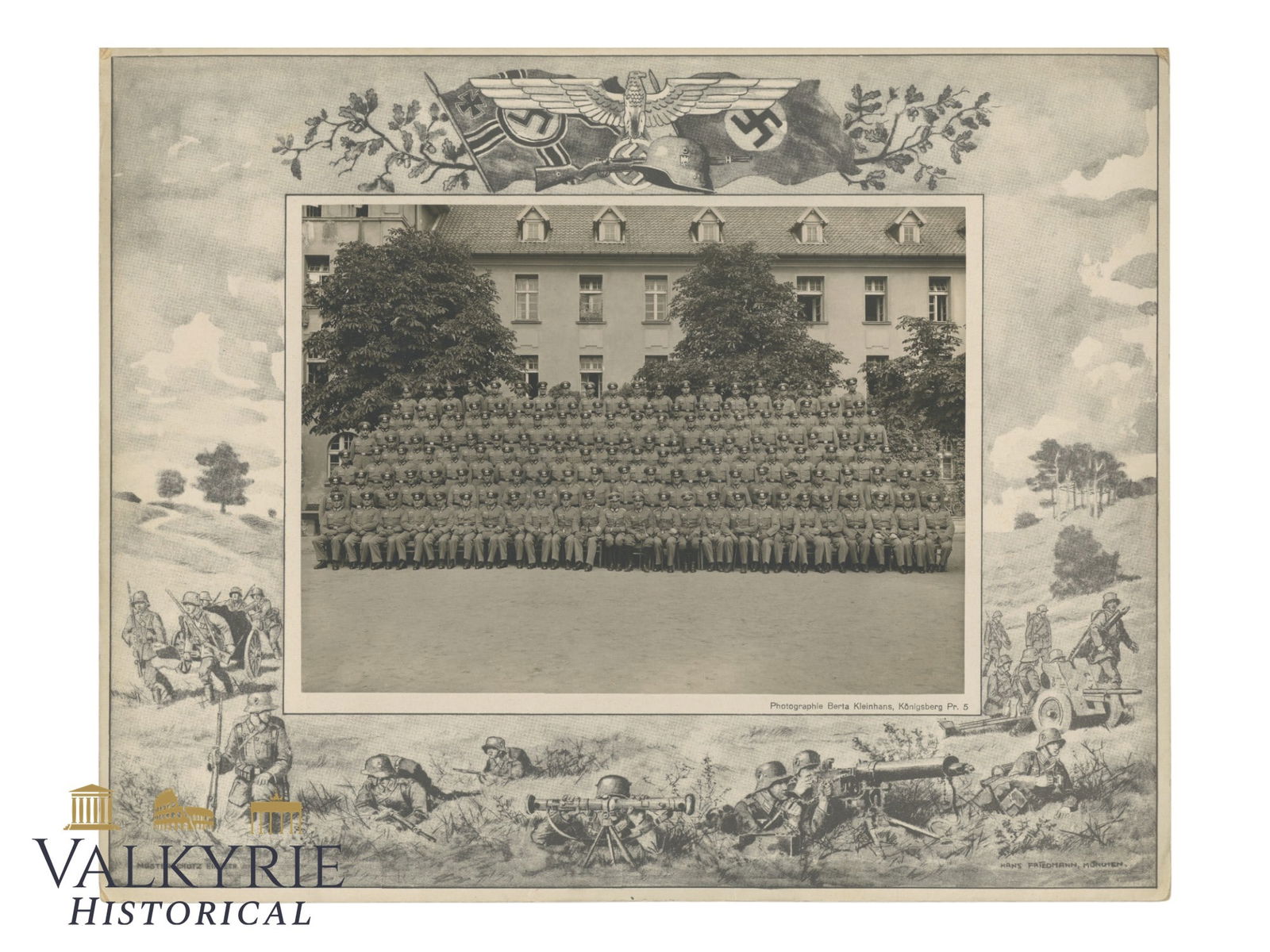 Big Format Group Photo of German Wehrmacht Infantry Regiment With Decorated Paper Frame (1 of 8)