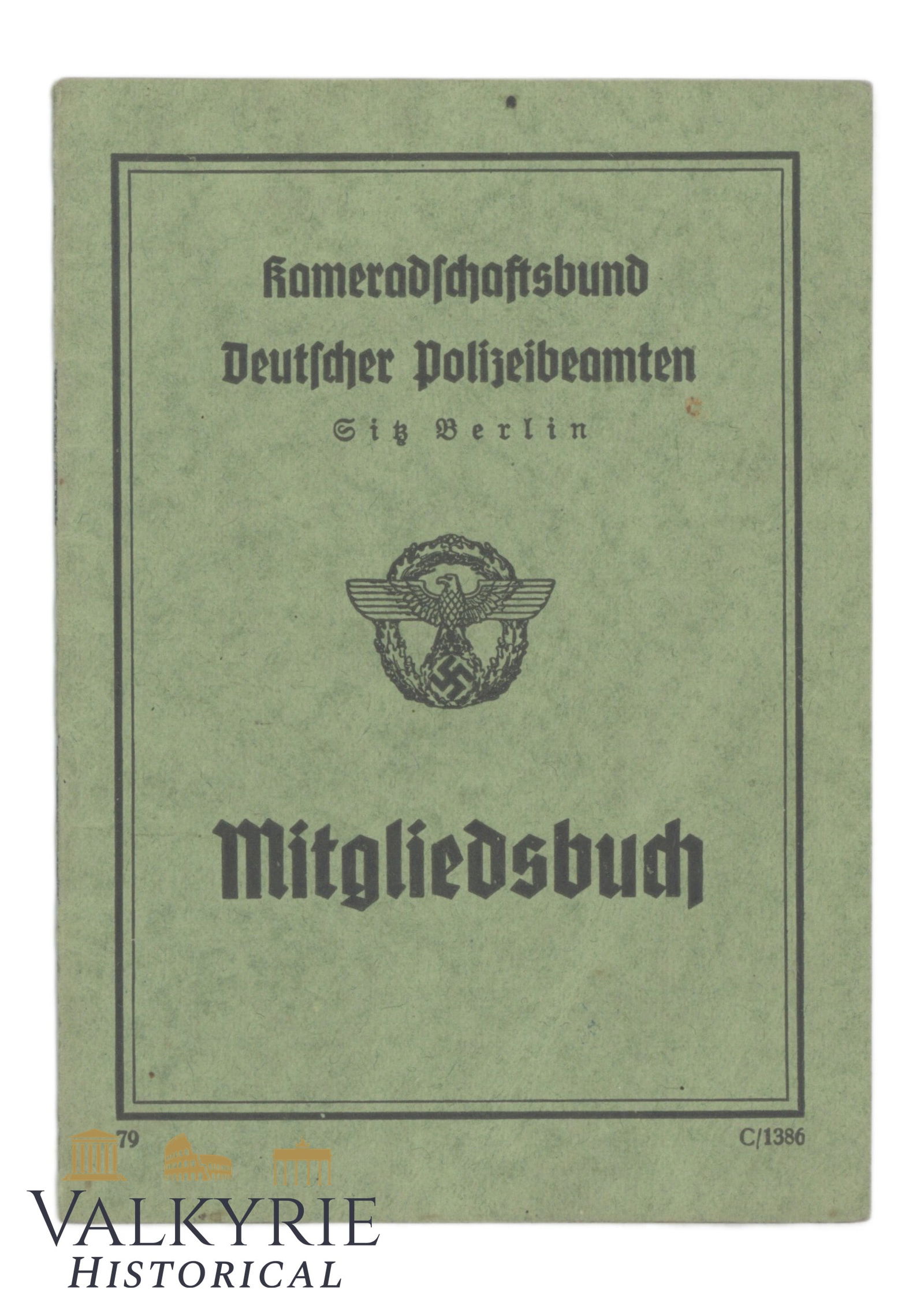 Memebership Booklet of the Comradeship Association of the Police Officers in Berlin - 1942 (1 of 5)