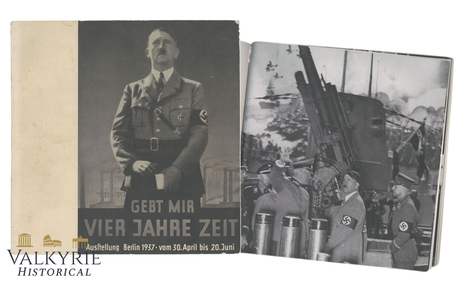 Illustrated Guide Book to the German Exhibition in Berlin "Give Me Four Years" Celebrated in 1937: Illustrated Guide Book to the German Exhibition in Berlin "Give Me Four Years" Celebrated in 1937. Soft cover. It deals with the achievements of the Nazi regime during the first 4 years ruling the cou