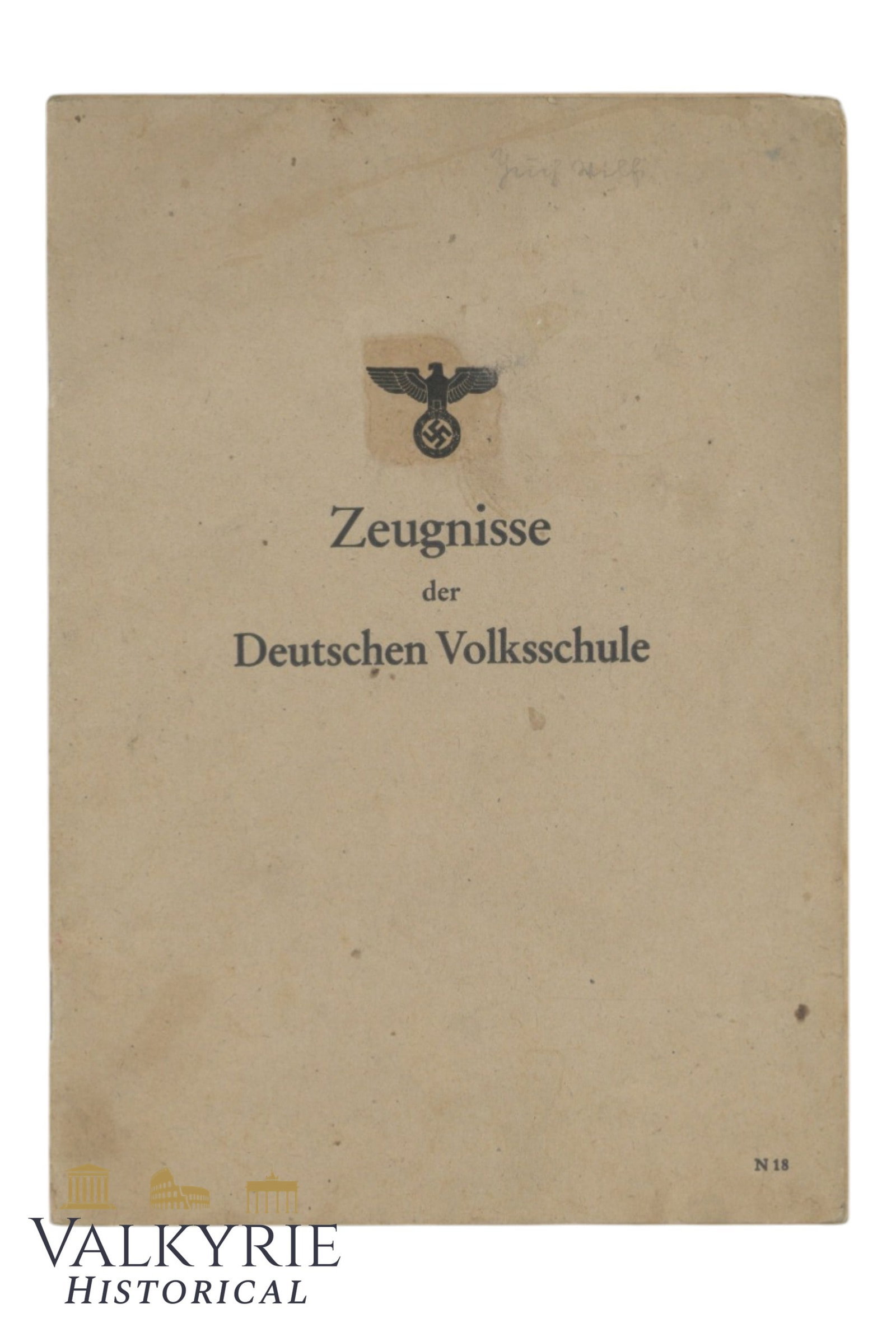 III Reich Period German Elementary School Grade Certificate Booklet (1 of 7)