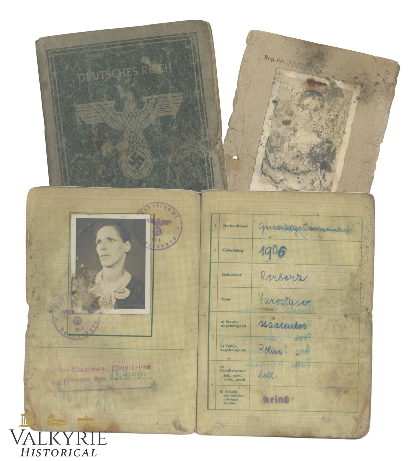 Set of 2 Identification Documents Issued to a Polish Woman Used as Forced Labour by Germans (1 of 11)