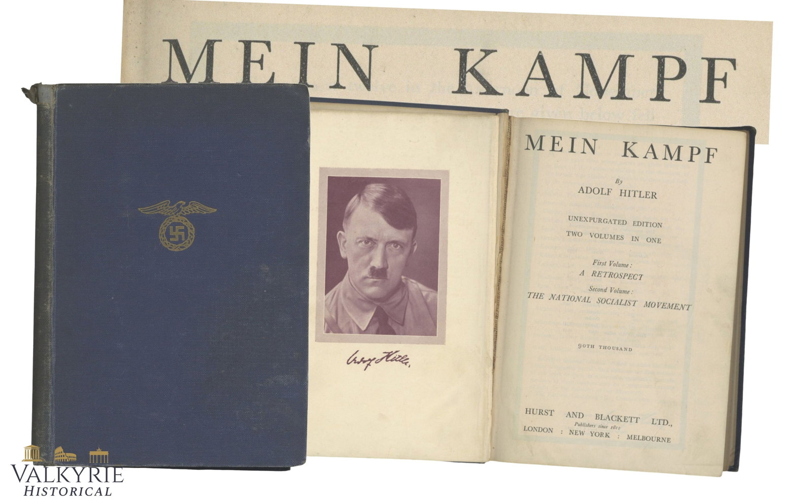 Rare English Version of Adolf Hitler's Book "Mein Kampf" Unexpurgated Edition of 1941: Rare English Version of Adolf Hitler's Book "Mein Kampf" Unexpurgated Edition of 1941. Published by Hurst & Blackett LTD. Worn condition but complete. Shipping flat cost $25 it doesn't matter how many