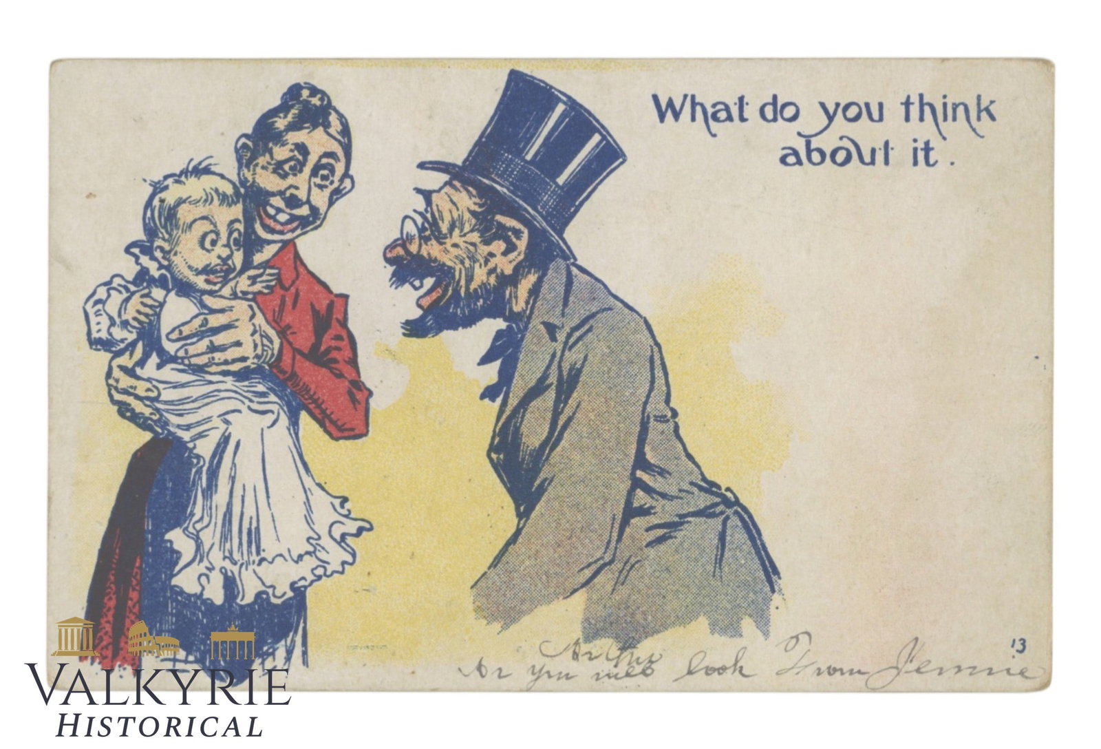 North-American Anti-Semitic Postcard From 1907 "What Do You Think About It" - Circulated (1 of 2)