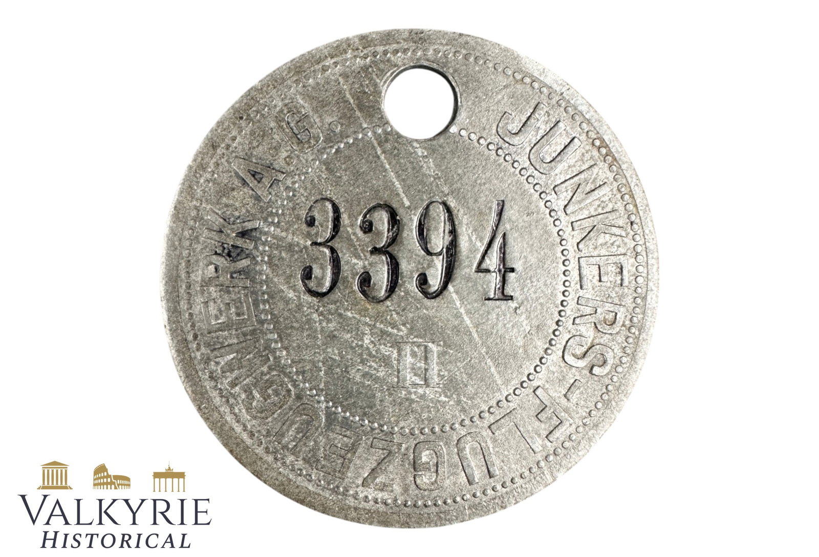 Ground Dug Metal Token of the "Junkers Flugzeugwerke AG" German Aircraft Manufacturer: Ground Dug Metal Token of the "Junkers Flugzeugwerke AG" German Aircraft Manufacturer. It's numbered and made from aluminum. From a company factory to identify material or workers. Shipping flat cost 