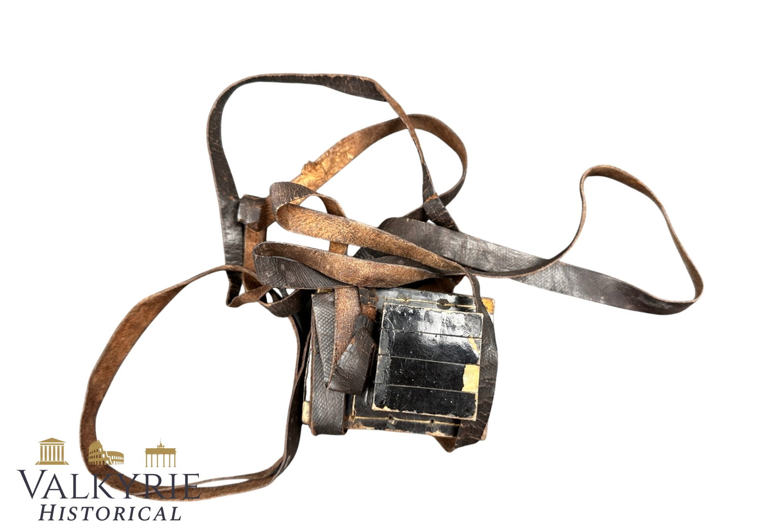 Old Jewish Phylacterie or Tefillin Made From Leather Used For Praying During Shacharit: Old Jewish Phylacteries or Tefillin Made From Leather Used For Praying During Shacharit. It consist of a leather box with leather straps. Probably manufactured during XIX century in Europe. Good condi