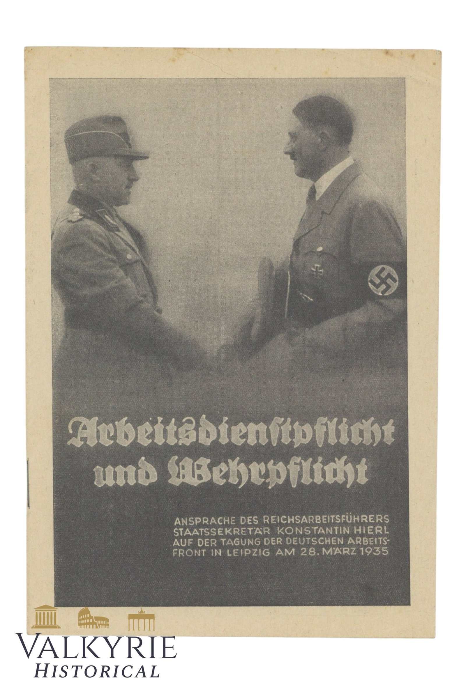 Booklet With the Speech Given By RAD Leader Konstantin Hierl in the Day of the DAF in 1935 (1 of 3)