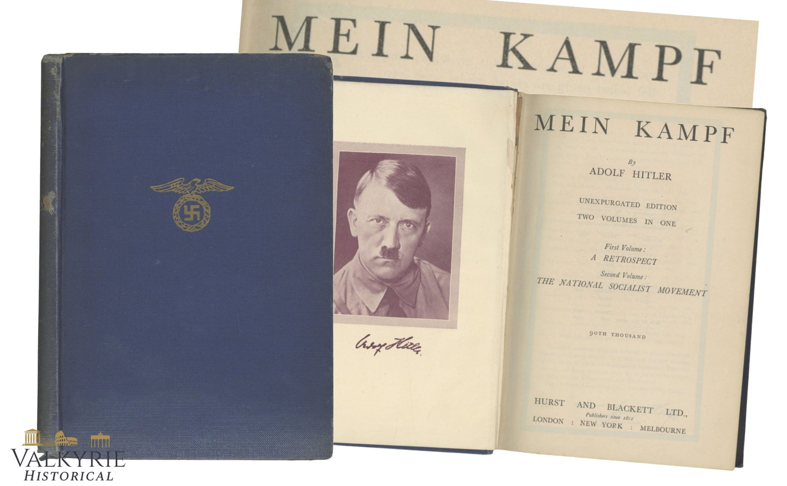 Rare English Version of Adolf Hitler's Book "Mein Kampf" Unexpurgated Edition of 1941: Rare English Version of Adolf Hitler's Book "Mein Kampf" Unexpurgated Edition of 1941. Published by Hurst & Blackett LTD. Worn condition but complete. Shipping flat cost $25 it doesn't matter how many