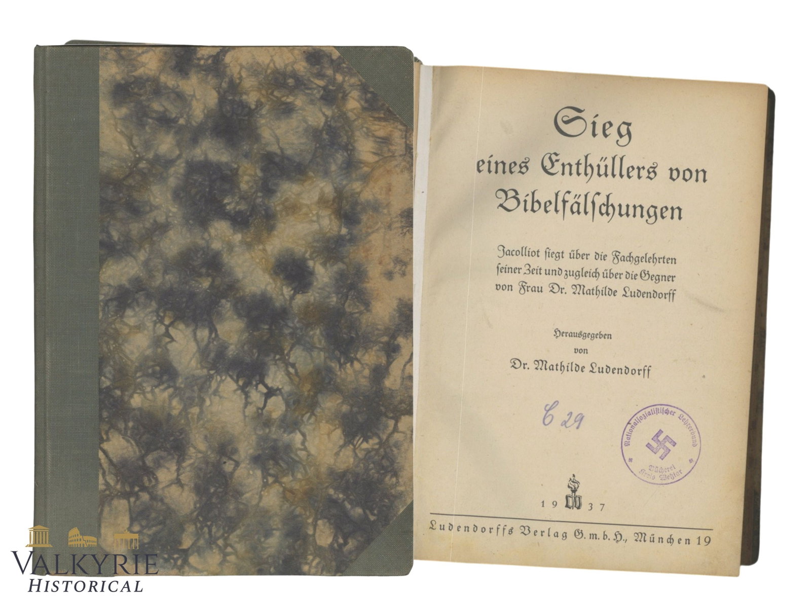 3 German Books Bound Together in One Book 2 of Them by Mathilde Ludendorff: 3 German Books Bound Together in One Book 2 of Them by Mathilde Ludendorff. The three books are: 1. "Redemption by Jesus Christ" by Dr. Mathilde Ludendorff. Munich. 1936. 2. "Victory of an Exposer of 