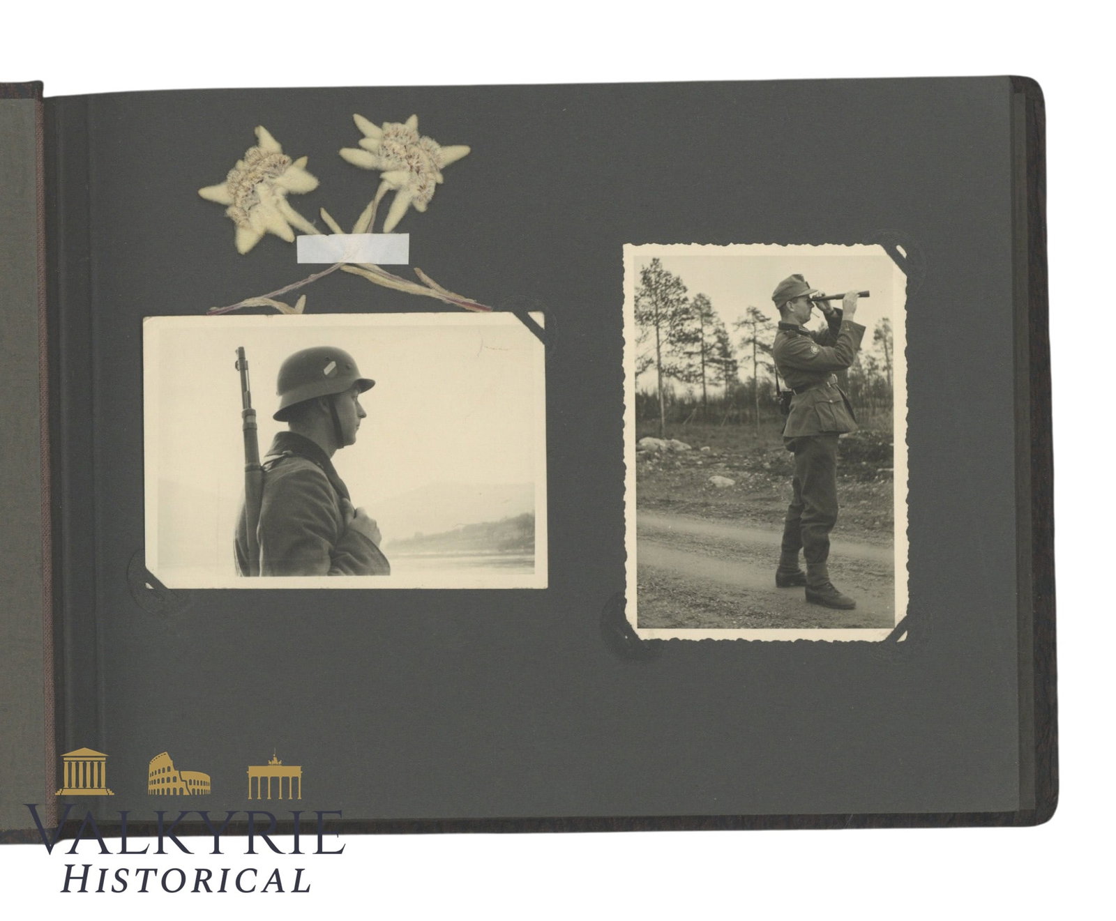 Nice Photo Album of a Wehrmacht Soldier Who Was in Signals: Nice Photo Album of a Wehrmacht Soldier Who Was in Signals. All the photos are sticked to a Wehrmacht official album with the WH eagle embossed in silver. Photos show different moments in this soldier