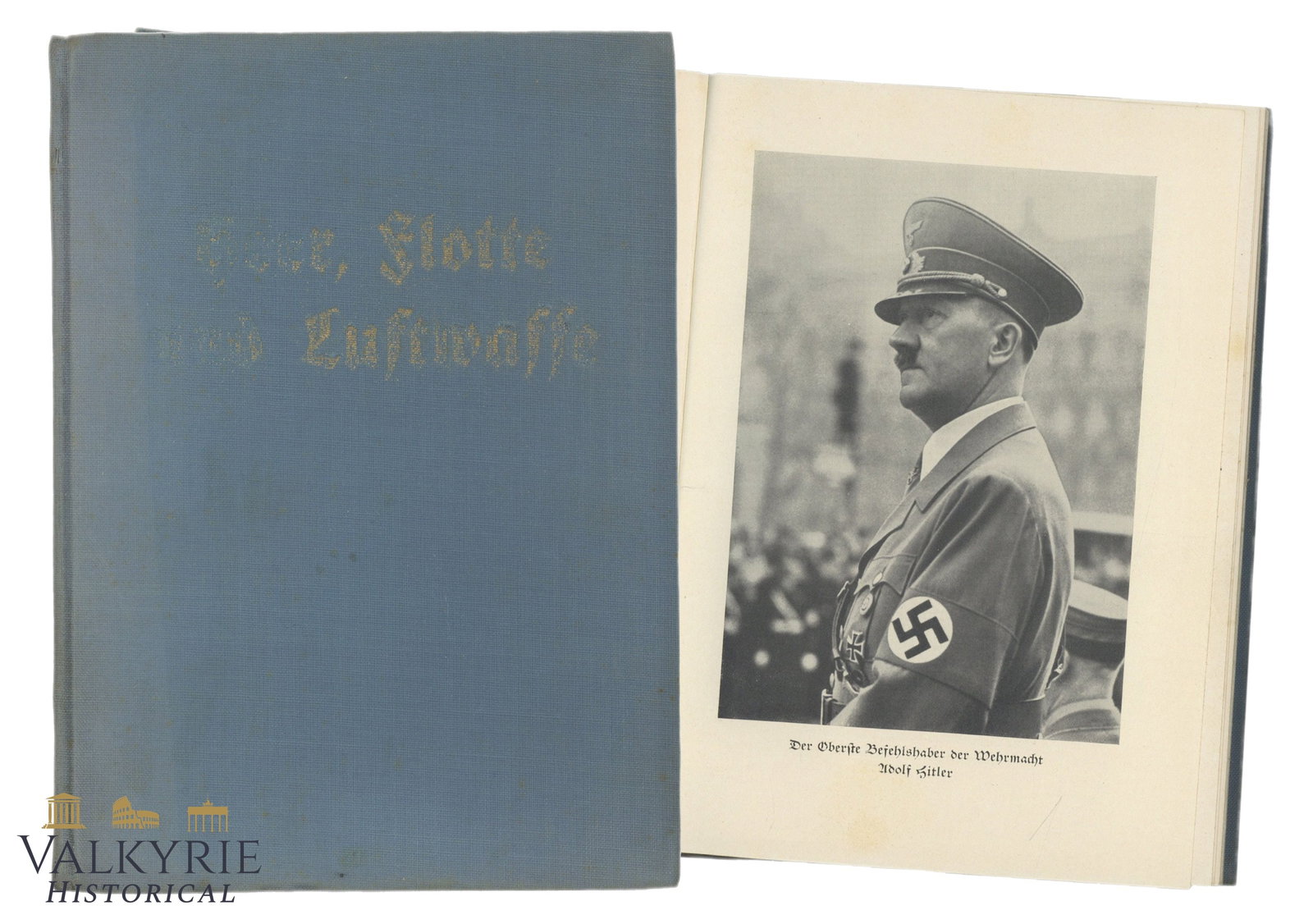 German Book "Army, Fleet and Air Force. Military Policy Handbook" by Dr. Hans Riegler: German Book "Army, Fleet and Air Force. Military Policy Handbook" by Dr. Hans Riegler. Hard cover. 86 pages. Linen cover. 1939. Illustrated. Shipping flat cost $25 it doesn't matter how many items you