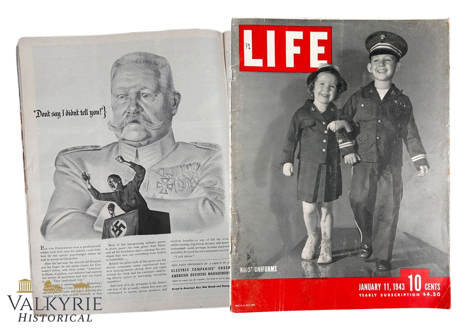 American News Magazine "Life" - Number of January 11 - 1943 - "Kids' Uniforms": American News Magazine "Life" - Number of January 11 - 1943 - "Kids' Uniforms". Most of the content and reports related to WW2. Shipping flat cost $25 it doesn't matter how many items you win. you pay