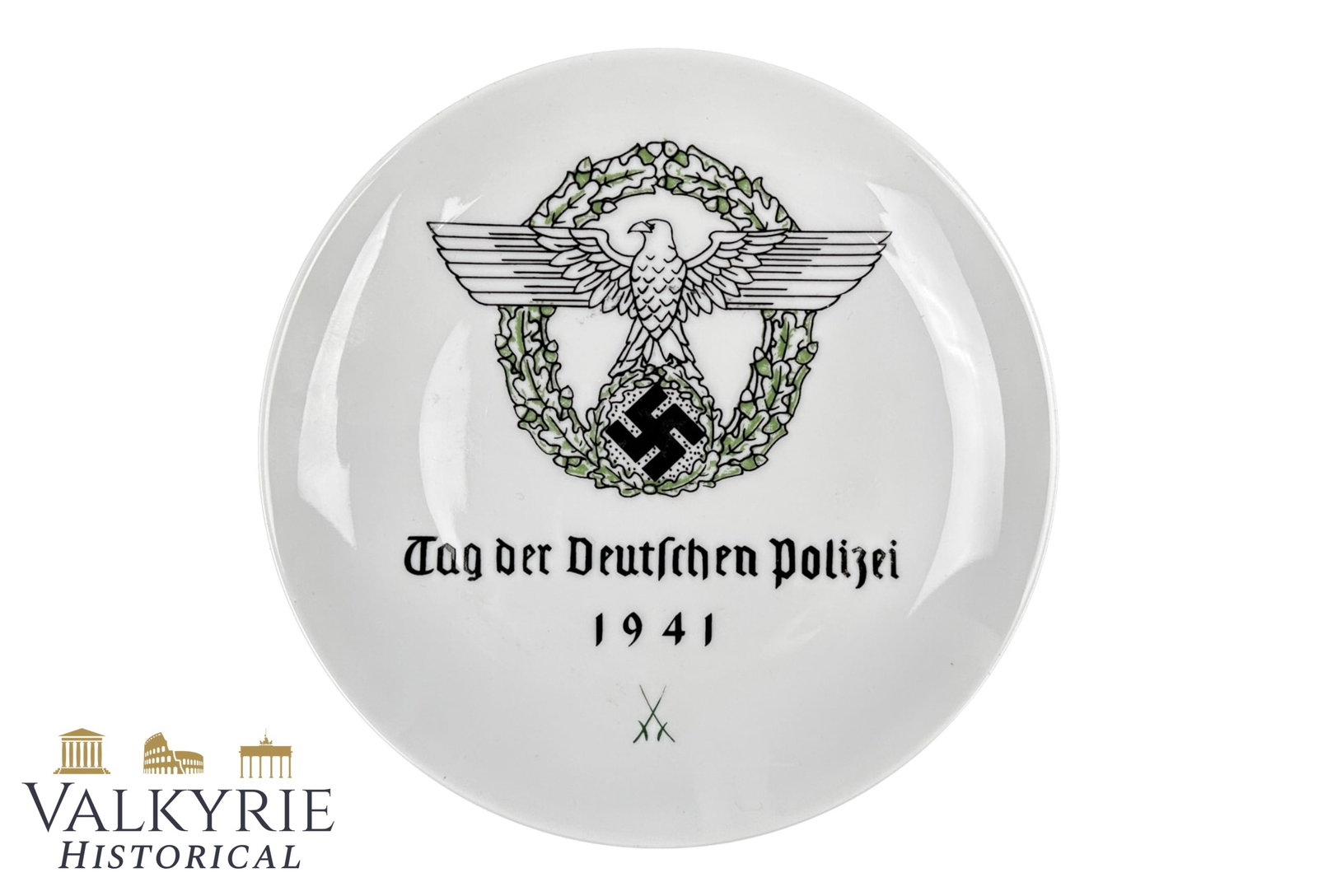 Nazi Commemorative Porcelain Plate of the Day of German Police 1941: Nazi Commemorative Porcelain Plate of the Day of German Police 1941. Very good condition. Shipping flat cost $25 it doesn't matter how many items you win. you pay just $25 for shipping.