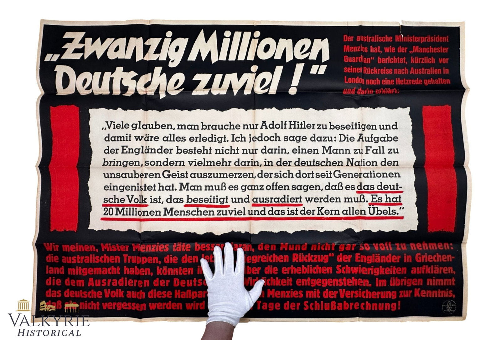 German Propaganda Poster "The Slogan of the Week" German Tabloid "20 Million Germans Are Too Many" (1 of 16)