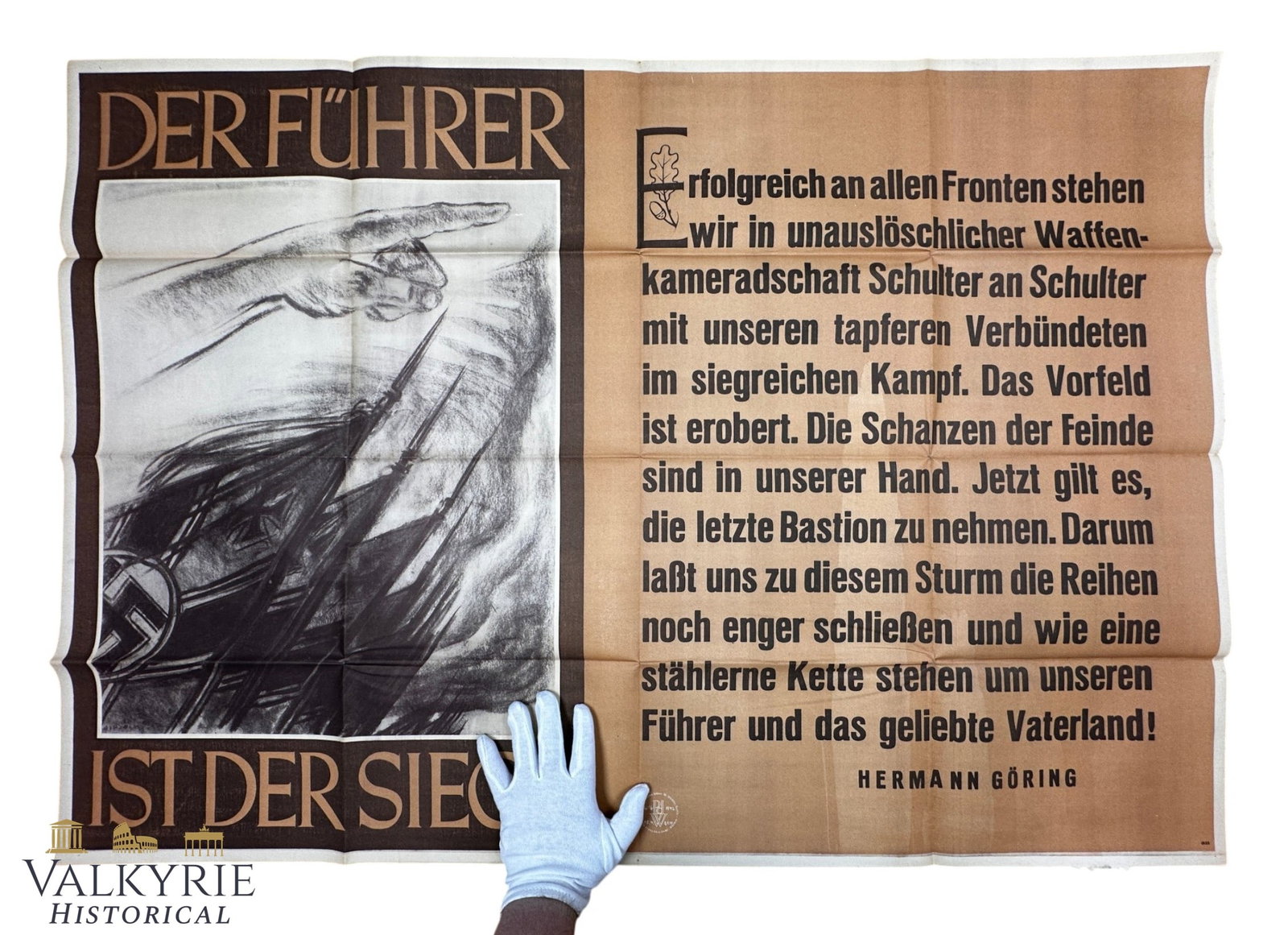German Propaganda Poster "The Slogan of the Week" German Tabloid "The Fuhrer Is The Victory!": German Propaganda Poster "The Slogan of the Week" German Tabloid "The Fuhrer Is The Victory!". Very big size 119cm x 84cm. Shipping flat cost $25 it doesn't matter how many items you win. you pay just