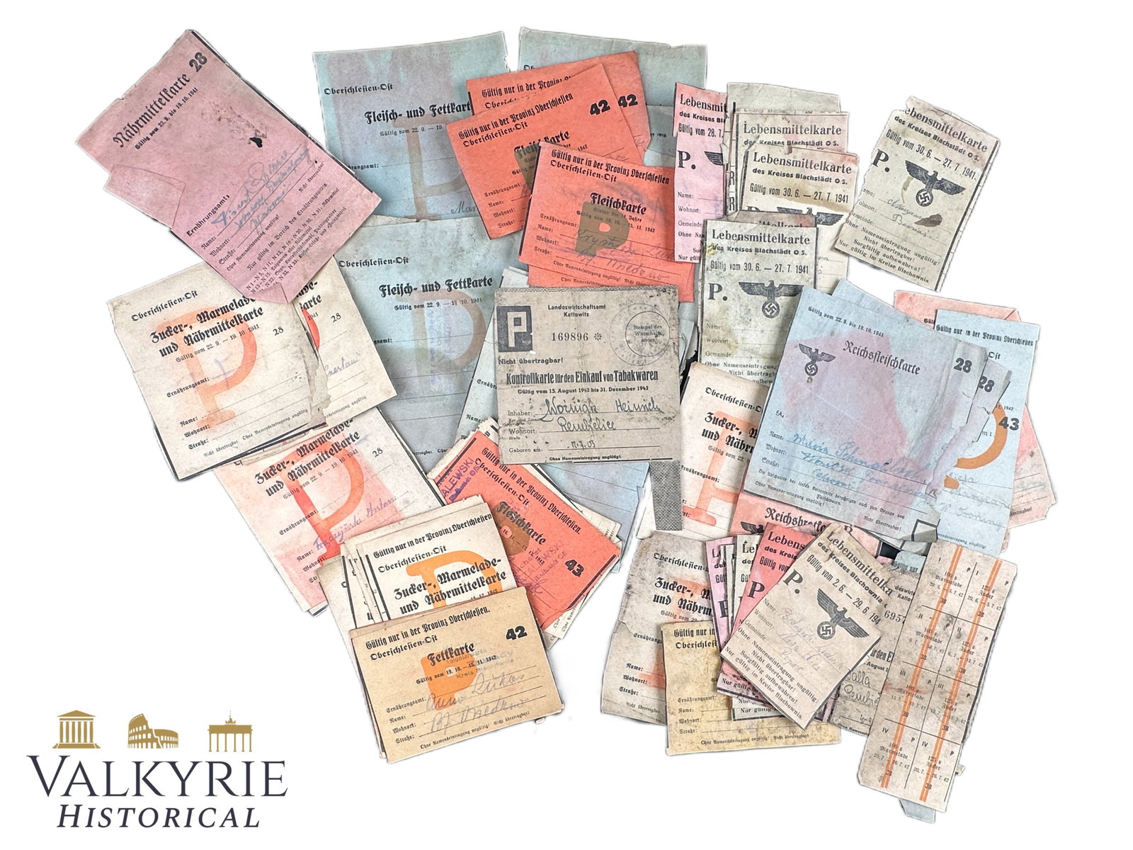 Set of Many Rationings Cards or Coupons For Food For Poles During German Occupation (1 of 10)