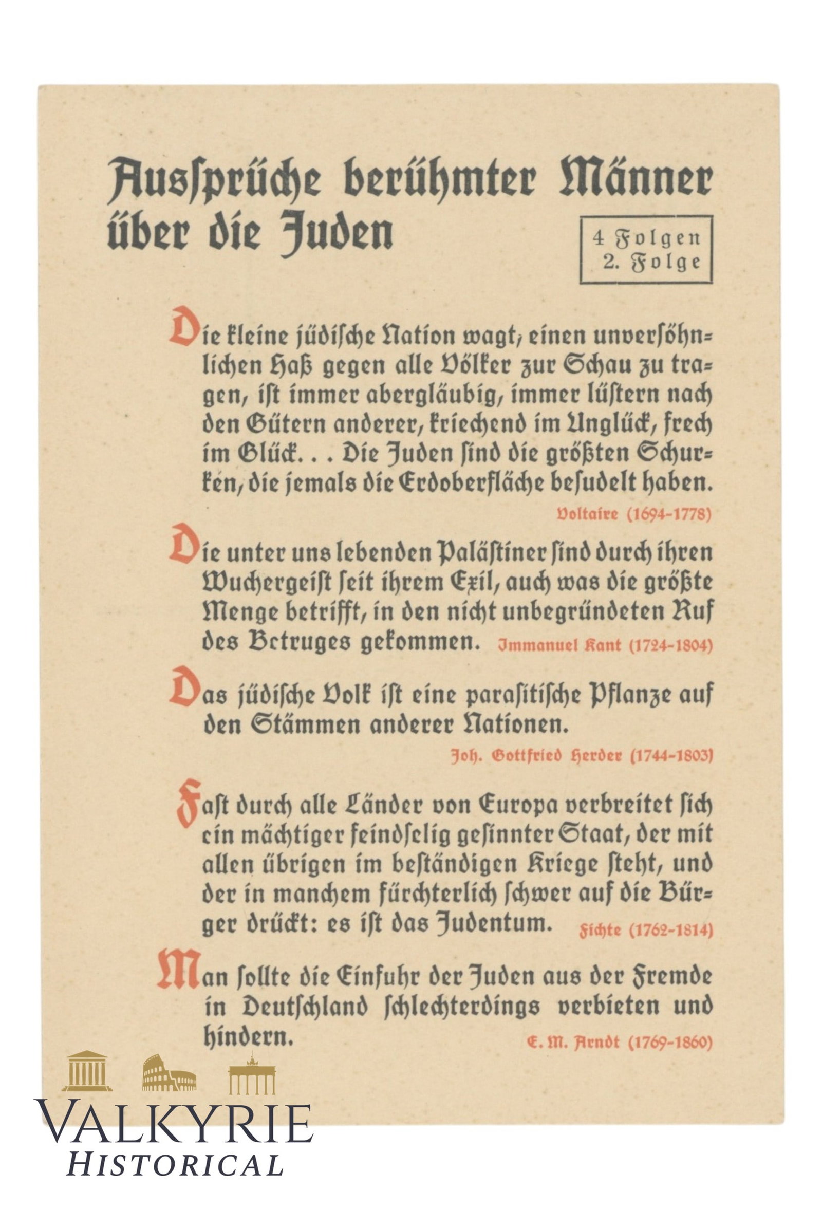 German Anti-Semitic Postcard "Sayings of Famous Men About the Jews" - Non-circulated: German Anti-Semitic Postcard "Sayings of Famous Men About the Jews" - Non-circulated. Shipping flat cost $25 it doesn't matter how many items you win. you pay just $25 for shipping.