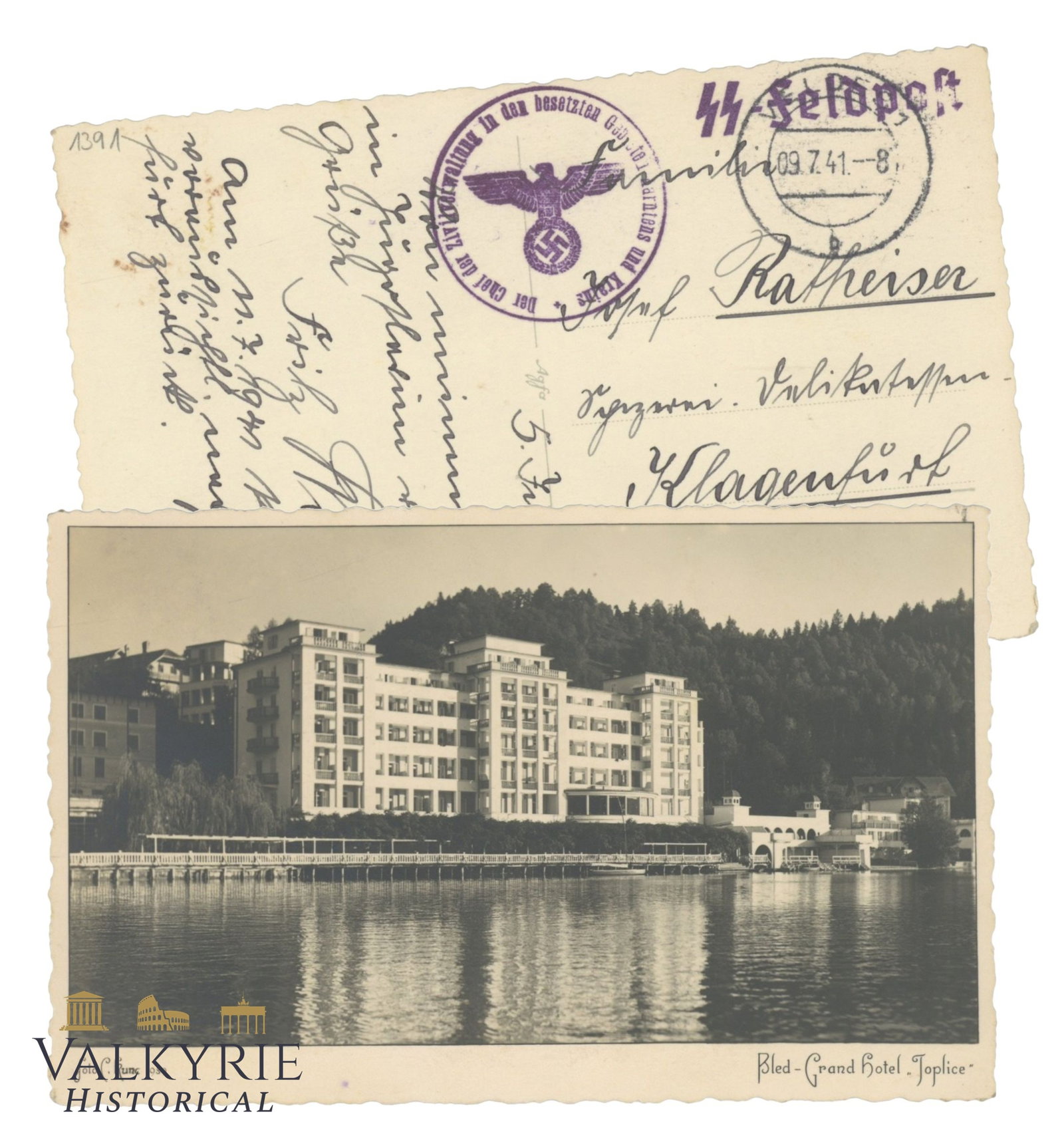 German SS-Feldpost Postcard With Photo Grand Hotel Toplice in Bled (Slovenia) - Circulated (1 of 3)