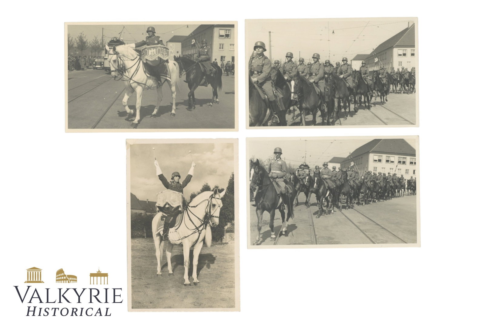 Set of 4 Postcard Size Photos of a Wehrmacht Cavalry Regiment Parade (1 of 6)