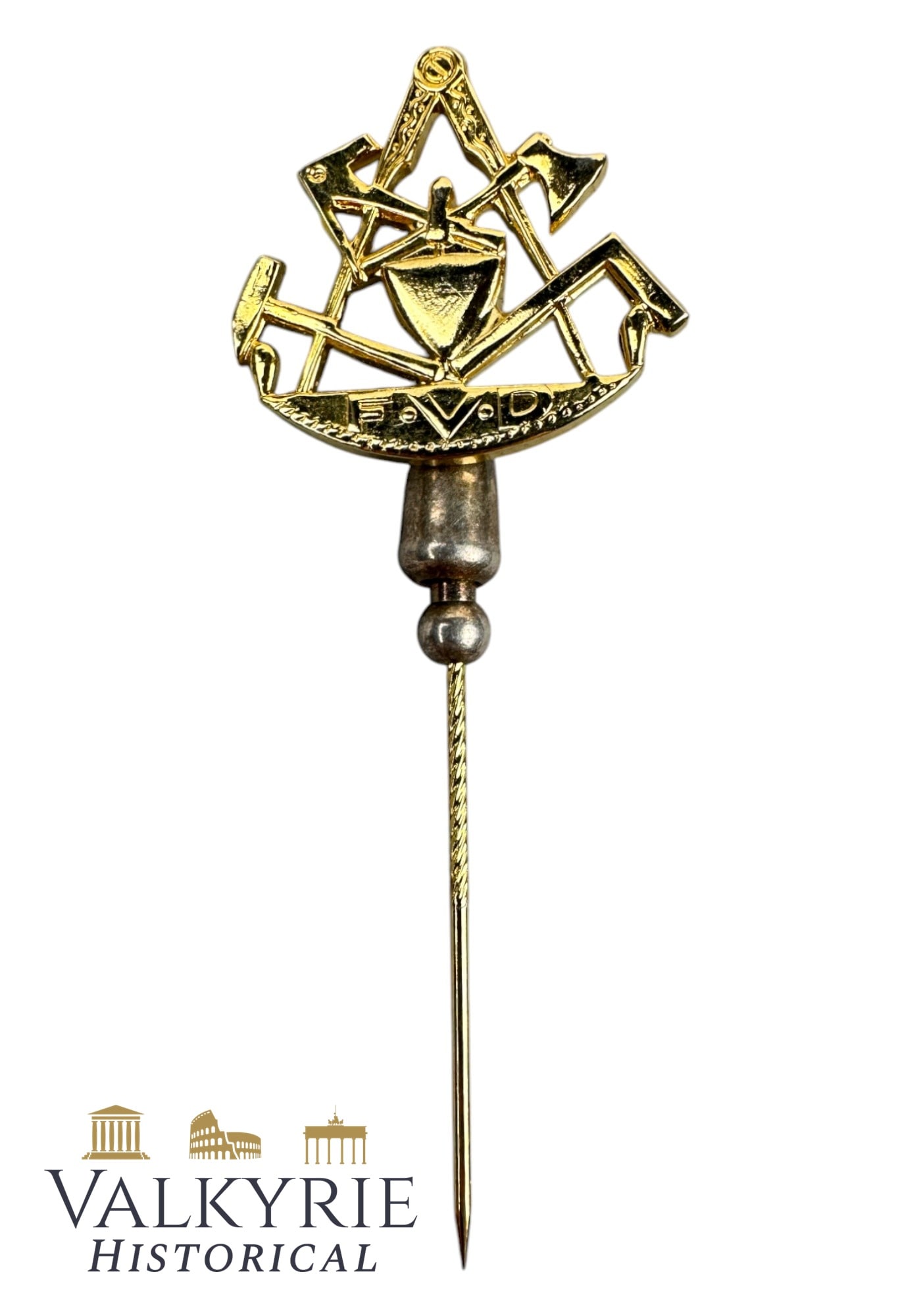 Gold-Plated Lapel Pin of the German Features the Masonic Symbol.: Gold-Plated Lapel Pin of the German Features the Masonic Symbol.. Shipping flat cost $25 it doesn't matter how many items you win. you pay just $25 for shipping.
