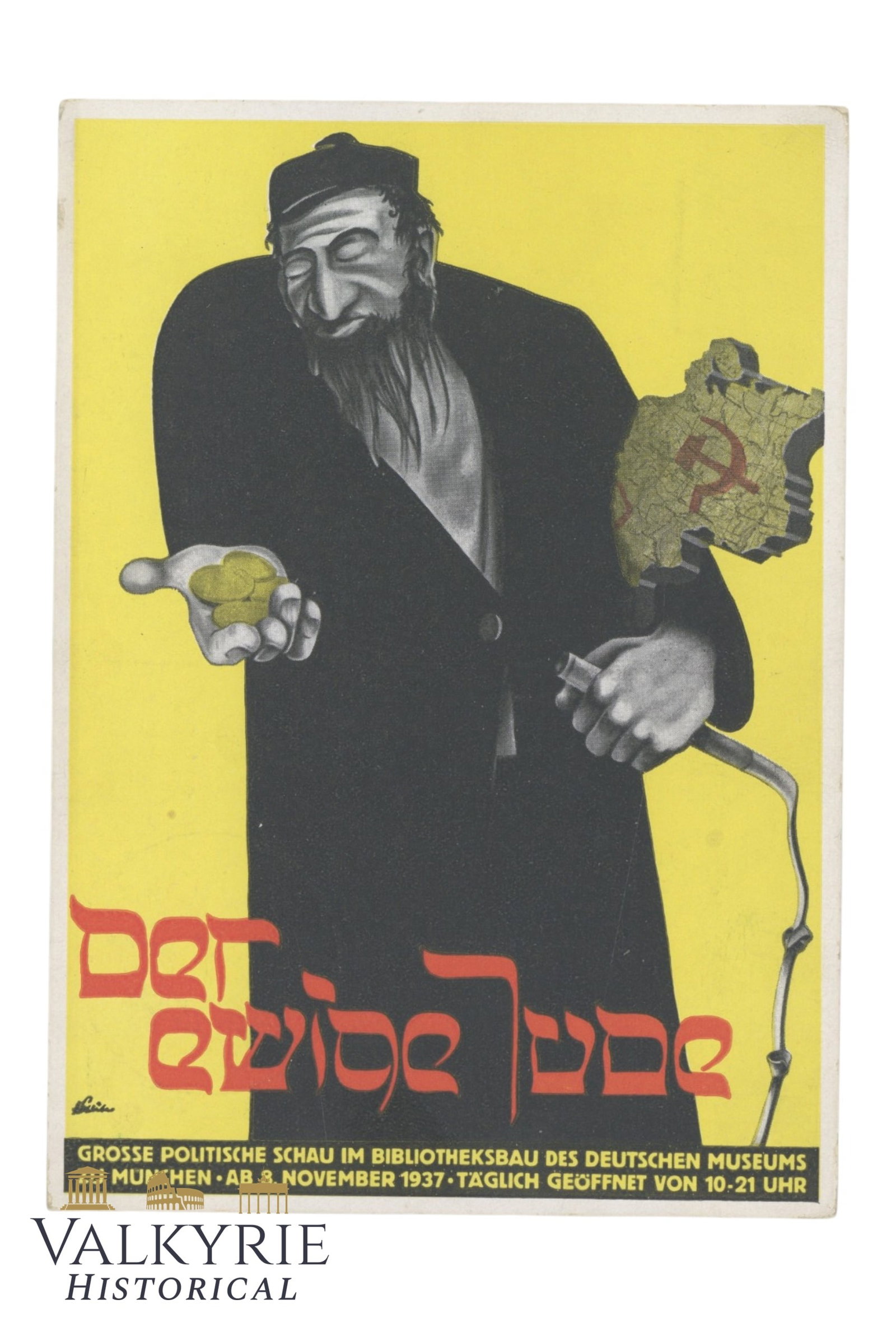 Commemorative Postcard of the Huge Anti-Semitic Exhibition in Munich "The Eternal Jew" 1937 (1 of 2)