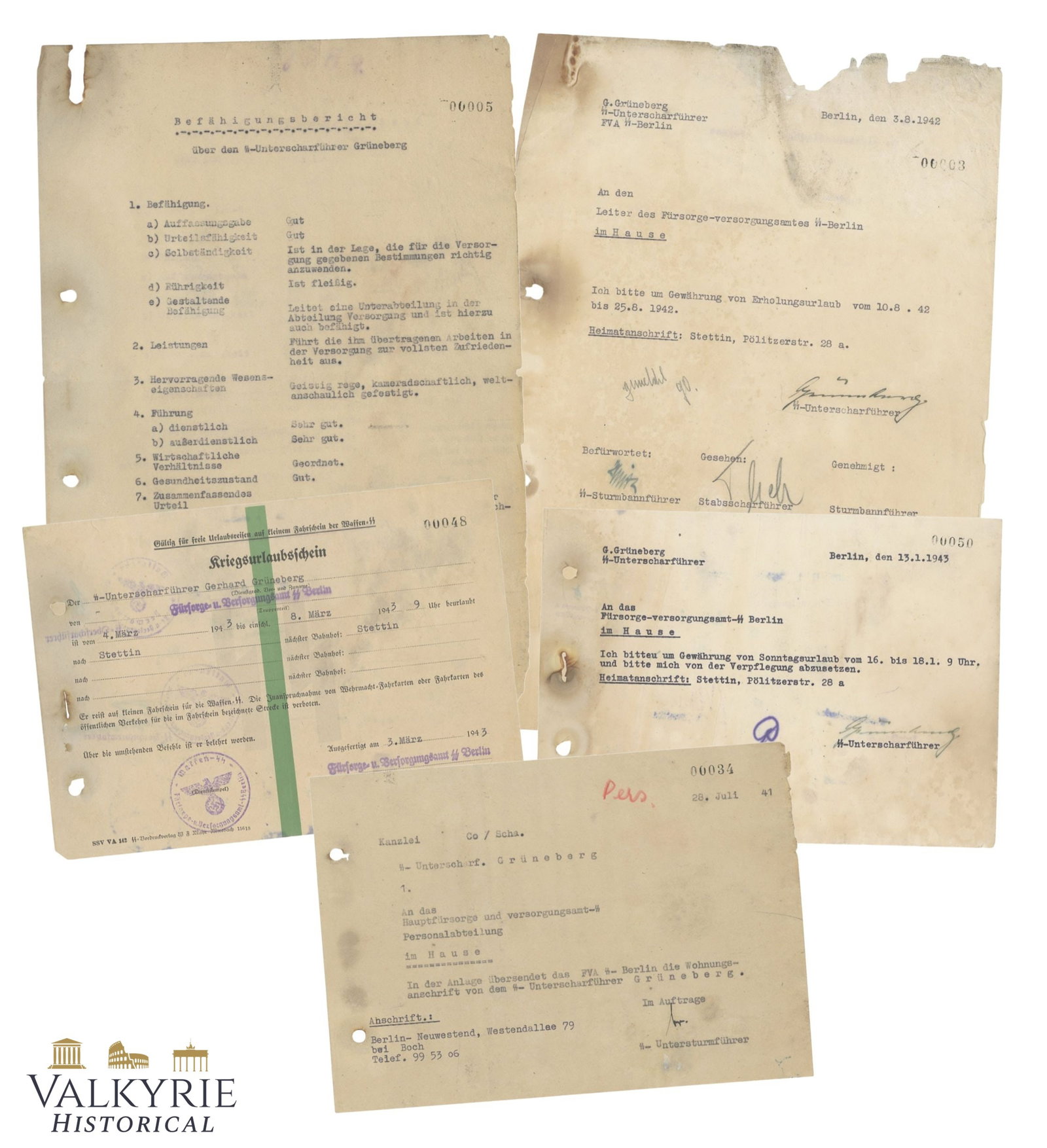 Set of Documents That Belonged to a SS Unterscharfuhrer (1 of 7)