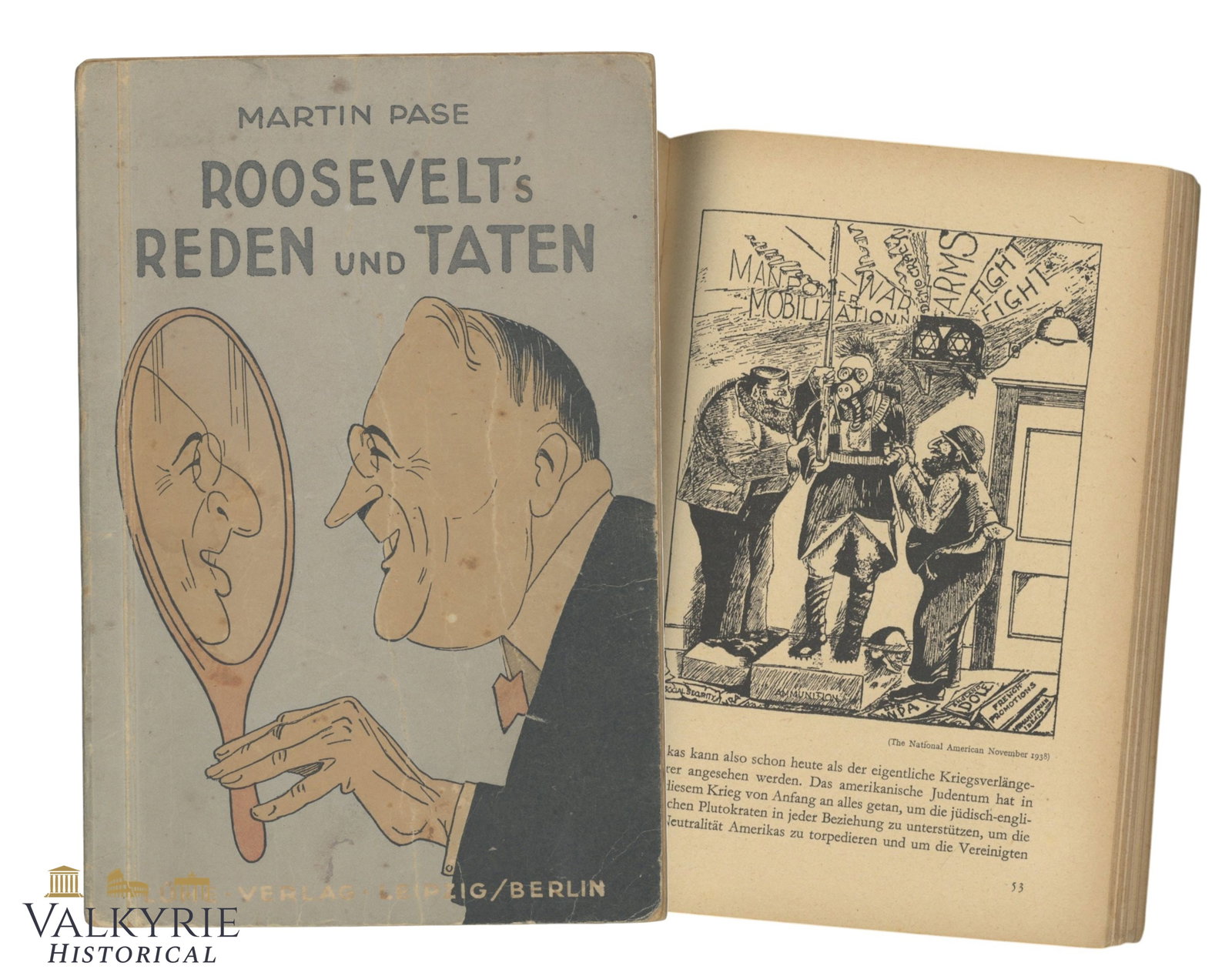German Book "Roosevelt's Speeches & Deeds in the Spotlight of the Press and Caricature" by M. Pase (1 of 12)