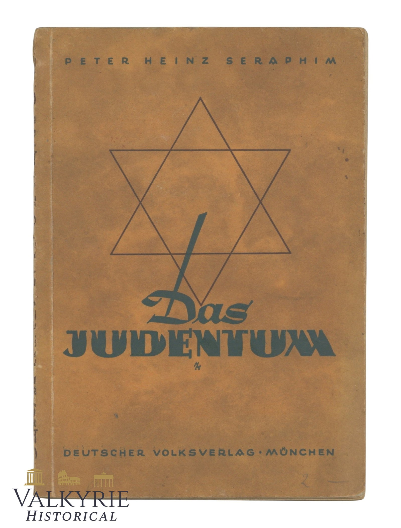 German Anti-Semitic Book "The Jewry" by Peter-Heinz Seraphim: German Anti-Semitic Book "The Jewry" by Peter-Heinz Seraphim. 1942. Soft cover. 72 pages. Shipping flat cost $25 it doesn't matter how many items you win. you pay just $25 for shipping.
