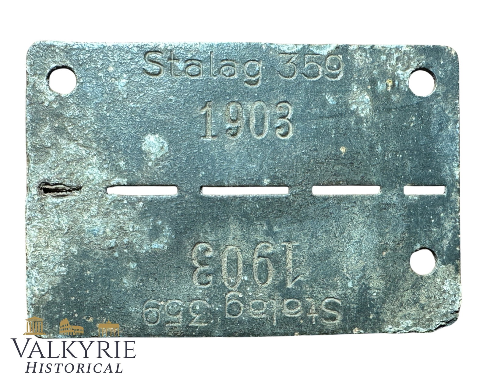 Relic Condition Ground Dug ID Tag of a Prisoner of War in German Stalag 359 - Poniatowa: Relic Condition Ground Dug ID Tag of a Prisoner of War in German Stalag 359. German Stalag 359 was a World War II prisoner-of-war camp primarily holding Soviet soldiers. Located in the town of Poniato