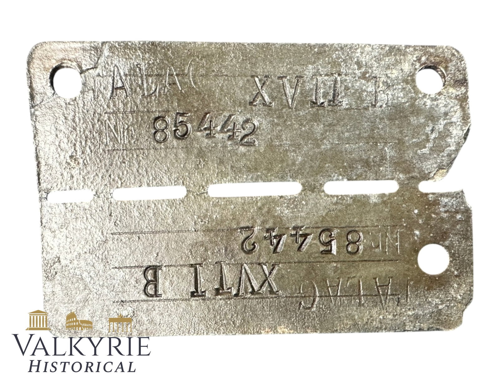 Relic Condition Ground Dug ID Tag of a Prisoner of War in German Stalag XVII B - Gneixendorf: Relic Condition Ground Dug ID Tag of a Prisoner of War in German Stalag XVII B. A bit deformed by fire probably. Stalag XVII B was a notorious Nazi POW camp during World War II located in Gneixendorf,