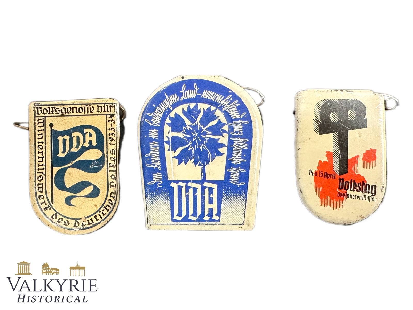 3 Patriotic Nazi Lapel Pins - VDA - Day of the People: 3 Patriotic Nazi Lapel Pins - VDA - Day of the People. Pins to support Nazi organizations. Shipping flat cost $25 it doesn't matter how many items you win. you pay just $25 for shipping.