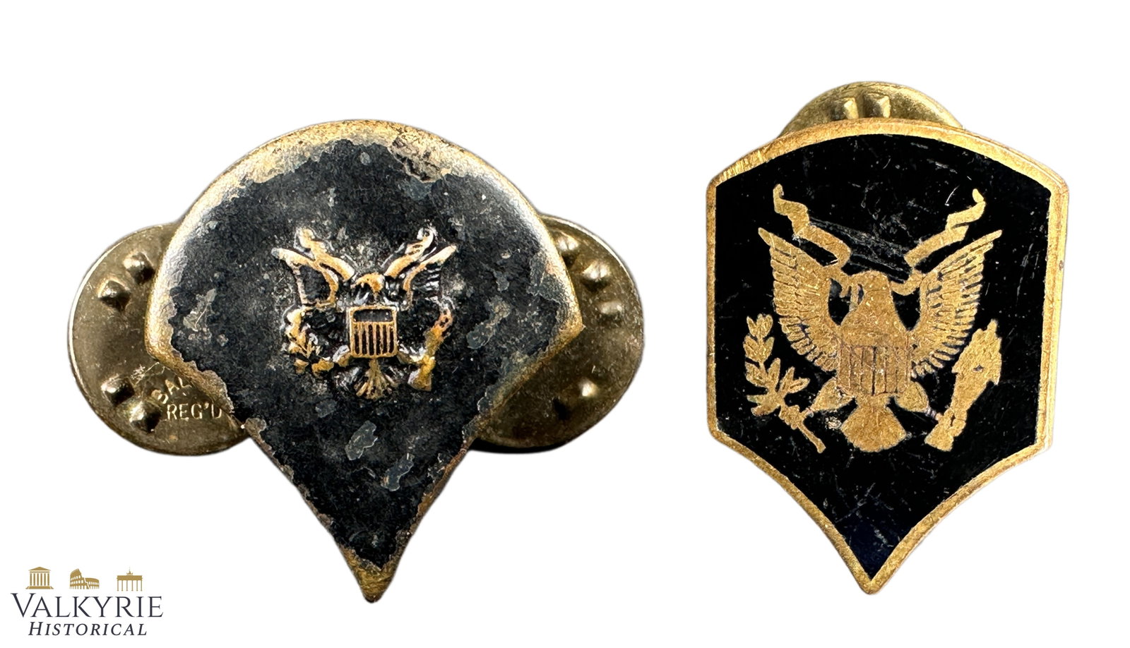 2 Metal Pins With the Emblem of the US Army: 2 Metal Pins With the Emblem of the US Army. Shipping flat cost $25 it doesn't matter how many items you win. you pay just $25 for shipping.