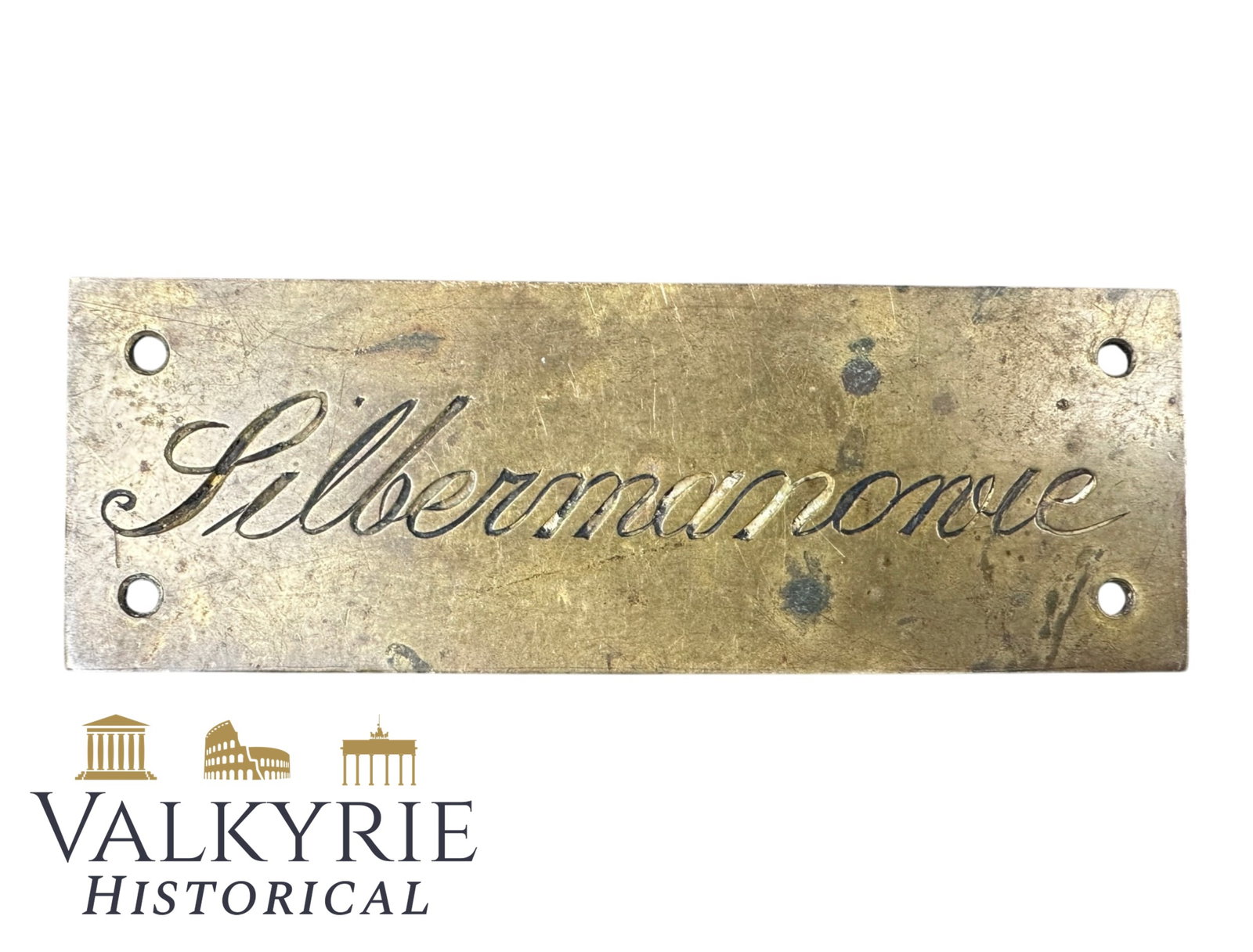 Rare Engraved Plaque With the Text "Silbermanowie" That Means "Silbermanns" in Polish - Jew: Rare Engraved Plaque With the Text "Silbermanowie" That Means "Silbermanns" in Polish - Jew Surname. Probably this plaque was screwed to a door or some kind wall. Shipping flat cost $25 it doesn't mat
