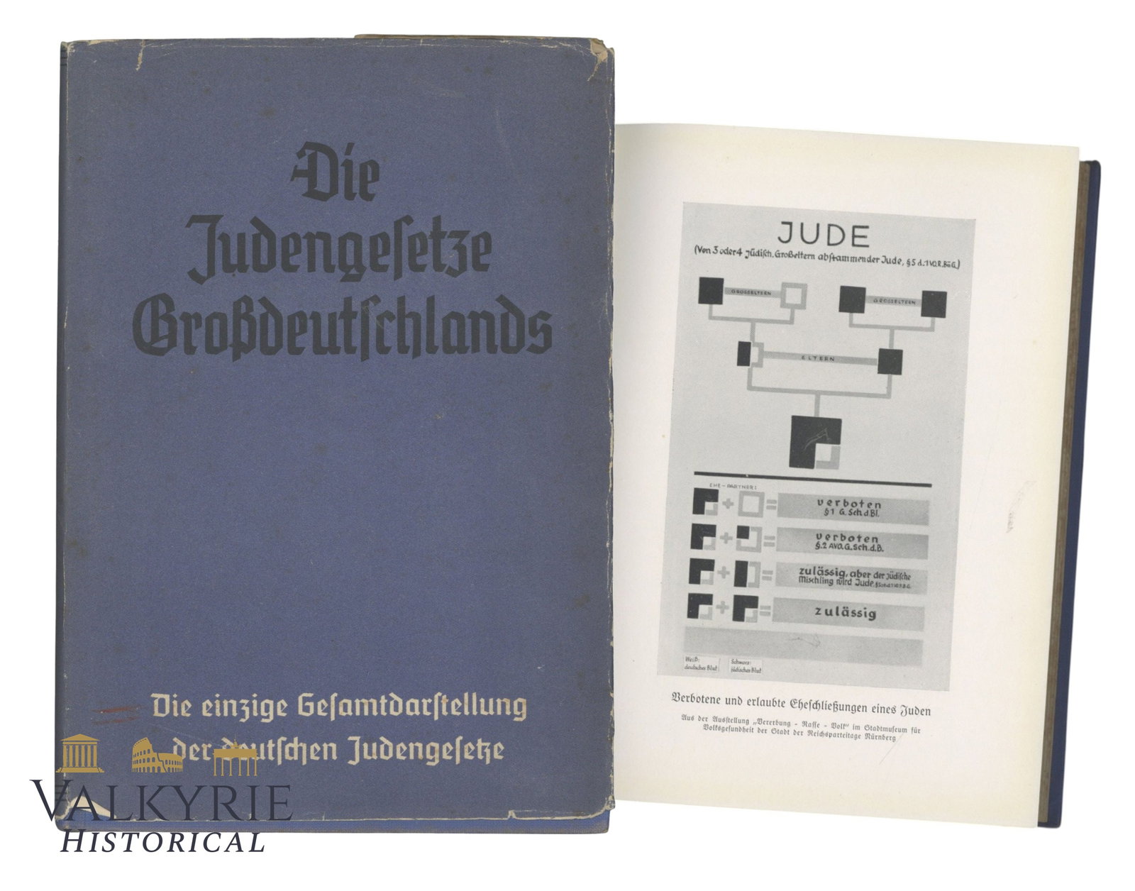 German Book About the Nuremberg Laws Against the Jews "The Jewish Laws of Greater Germany": German Book About the Nuremberg Laws Against the Jews "The Jewish Laws of Greater Germany" by Dr. Peter Deeg. Year 1939. Der Sturmer Verlag by Julius Streicher. Hard cover with dustjacket. With illust