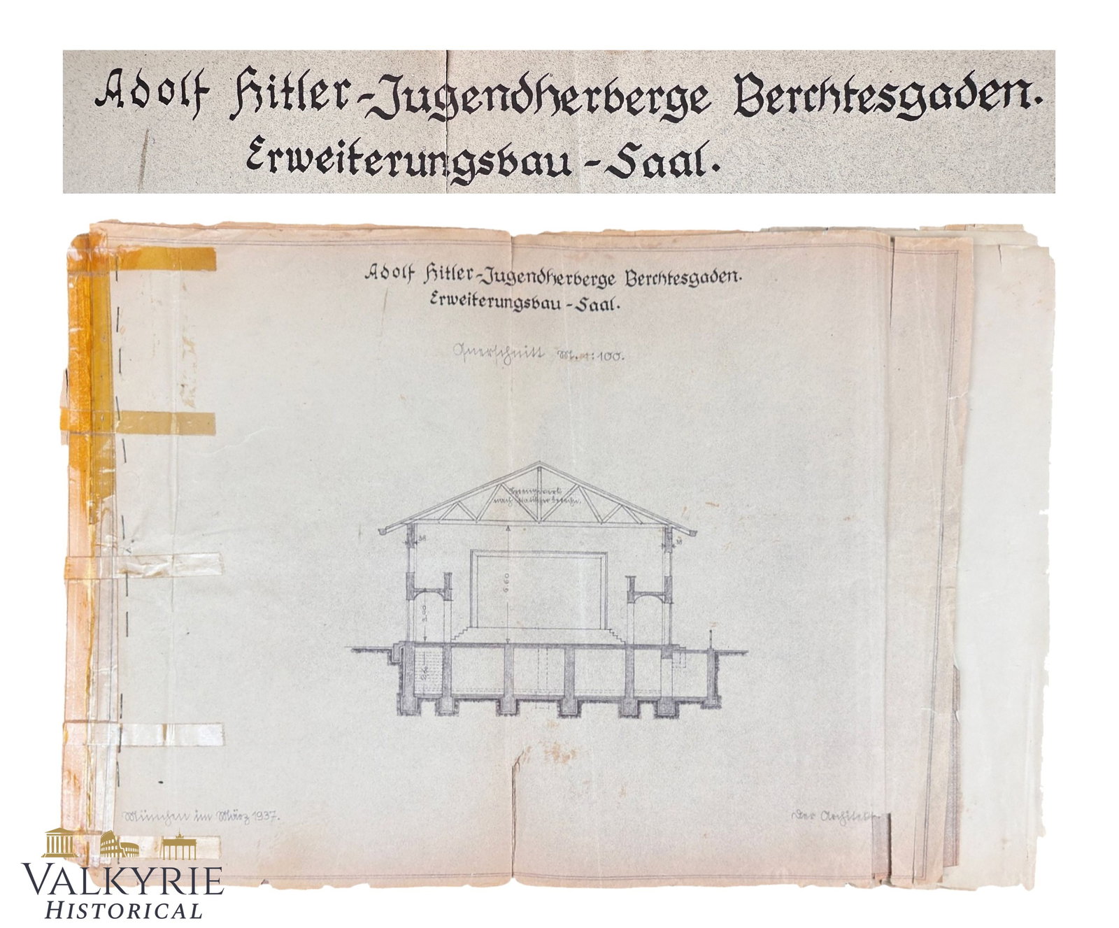 Ultra Rare Set of 5 Adolf Hiter-Jugendherberge Youth Hostel in Berchtesgaden Original Blueprints!: Ultra Rare Set of 5 Adolf Hiter-Jugendherberge Youth Hostel in Berchtesgaden Original Blueprints!. With technical information of the building before its construction, different sights of the building,
