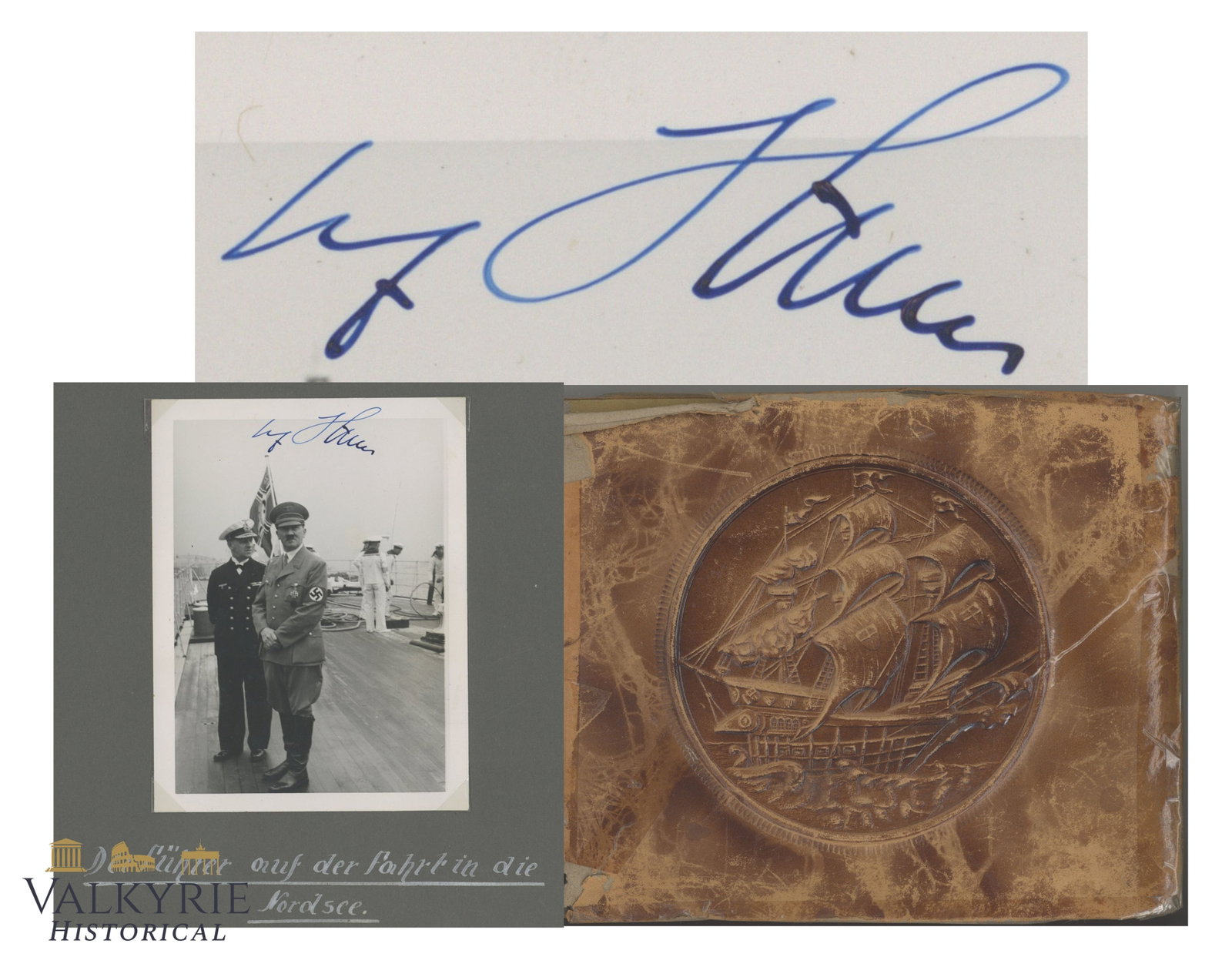 Super Rare Photo Album of Hitler's Yacht Aviso "Grille" Captain With Signed Photo of Hitler!: Super Rare Photo Album of Hitler's Yacht Aviso "Grille" Captain With Signed Photo of Hitler!. We can see around 30 photos of Hitler plus other important photos in the "Grille" in visits but also Hitle