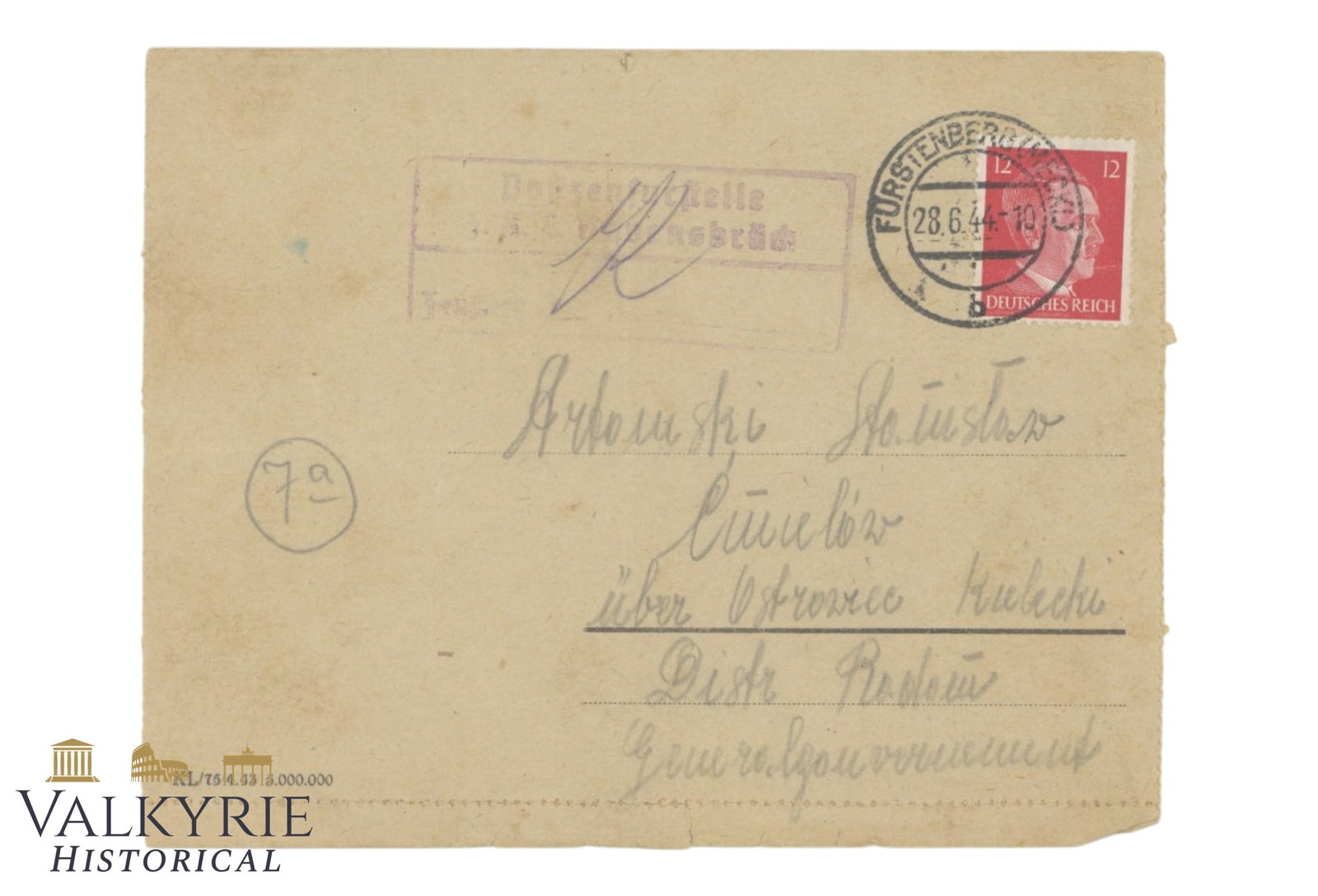 Letter Sent by Polish Prisoner From KL Ravensbruck in 1944 (1 of 3)