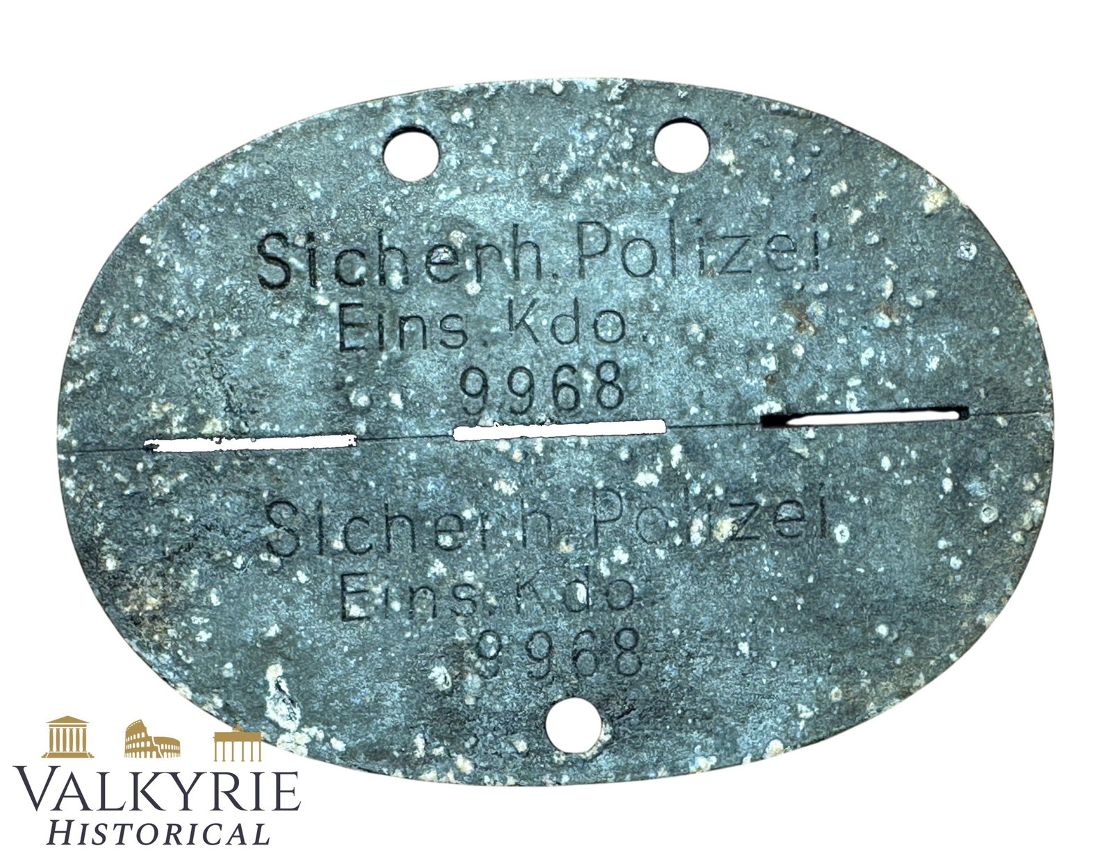 Ultra Rare SS Einsatzgruppen ID Tag in Relic Condition Found in the East - Complete!: Ultra Rare SS Einsatzgruppen ID Tag in Relic Condition Found in the East - Complete! Very rare to find identification tag used by Himmler's mobile SS/SD Death squads officially known as Einsatzgruppen