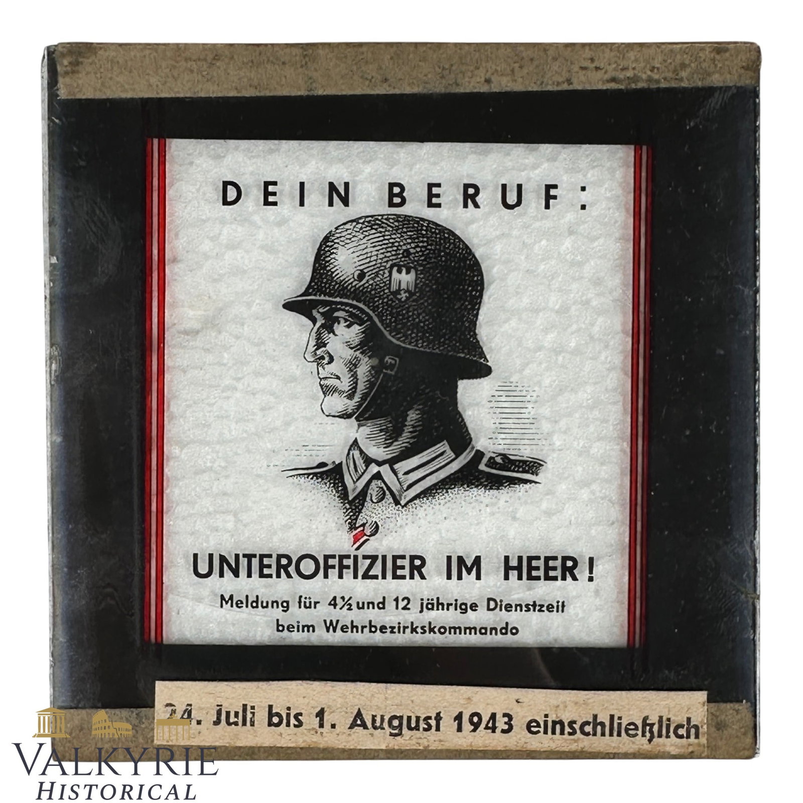 Old German III Reich Period Crystal Slide With Text "Your Job: Sub-Officer in the Army!": Old German III Reich Period Crystal Slide With Text "Your Job: Sub-Officer in the Army!". Good condition. Shipping flat cost $25 it doesn't matter how many items you win. you pay just $25 for shipping