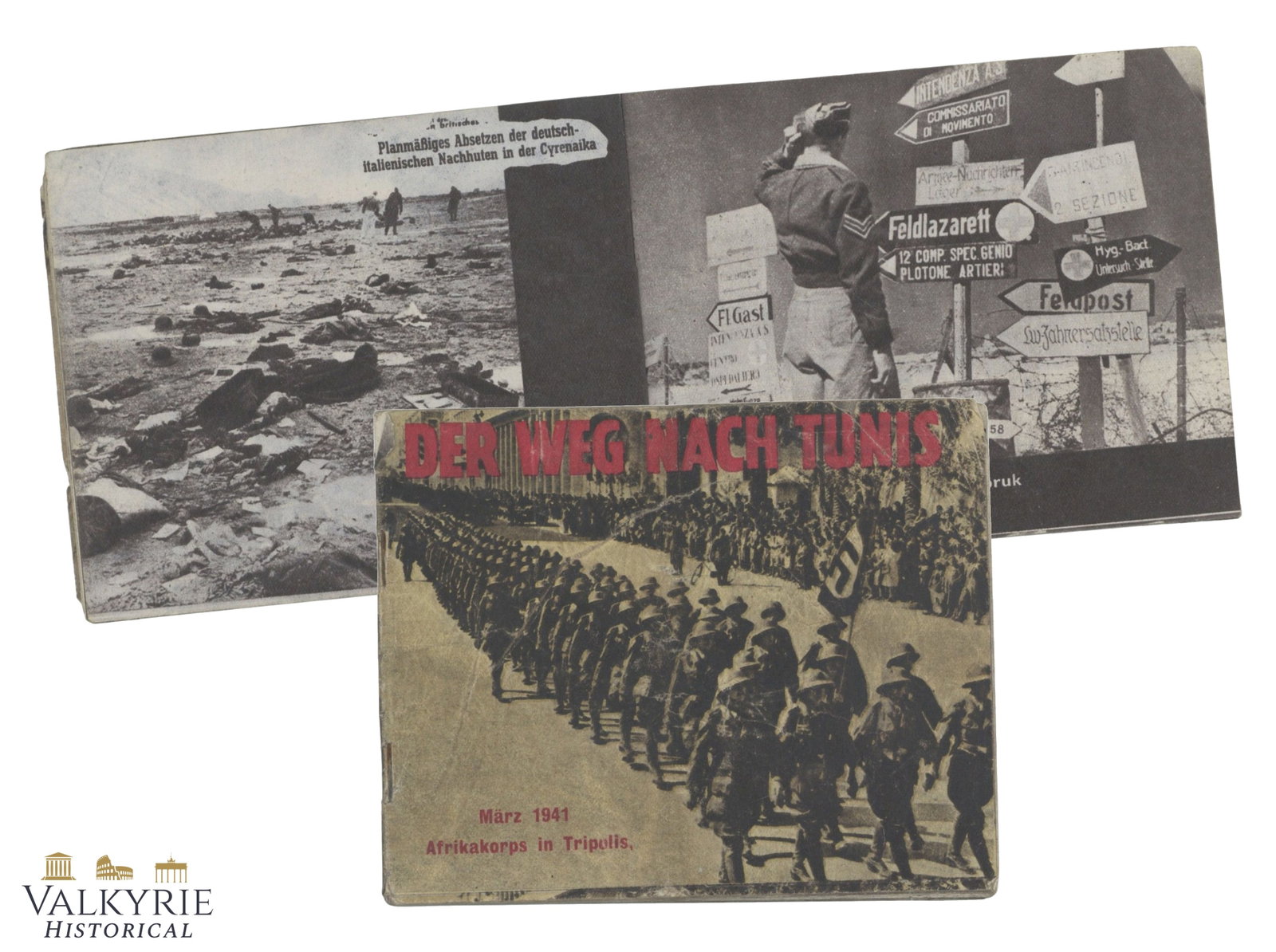 WW2 Allied Anti-German Propaganda Booklet "The Way To Tunisia": WW2 Allied Anti-German Propaganda Booklet "The Way To Tunisia". With photos of the war in the Northern Africa between German Afrika Korps and English Montgomery's Desert Rats and the defeat of Afrika 