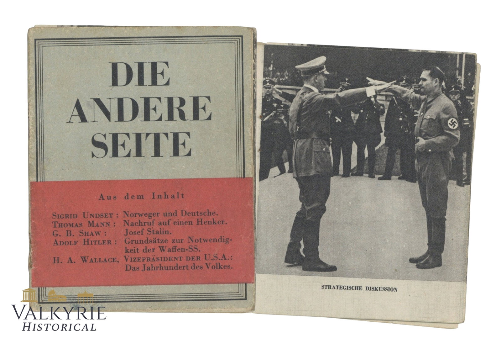 Very Rare Allied Anti-Nazi Magazine With Texts by Writer Thomas Mann "The Other Side" - Number 1: Very Rare Allied Anti-Nazi Magazine With Texts by Writer Thomas Mann "The Other Side" - Number 1 of 1943. Illustrated with 18 pages, this magazine had only 4 numbers and it was thrown by allied troops