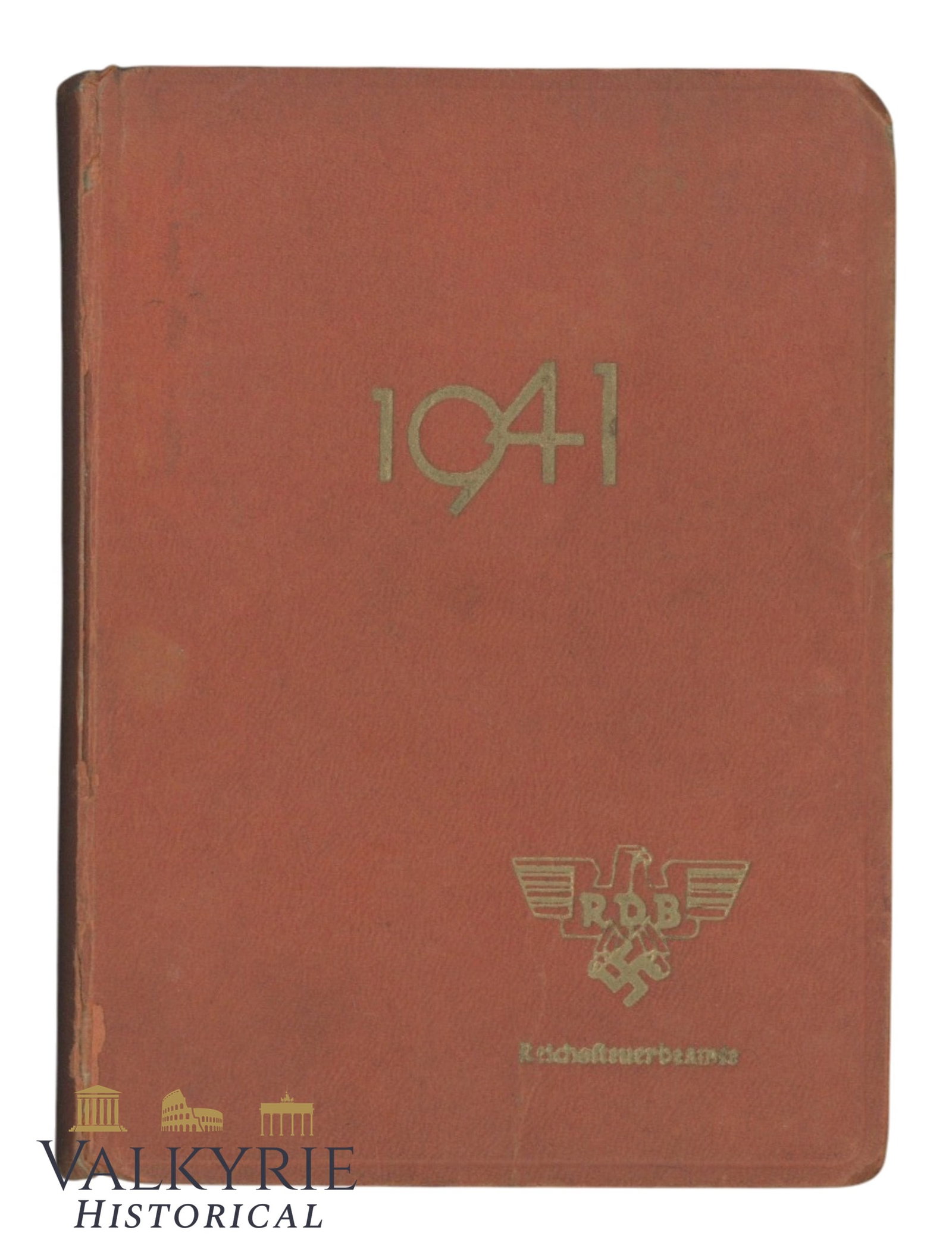 1941 Calendar Book of the German RDB or Reich Federation of German Civil Servants: 1941 Calendar Book of the German RDB or Reich Federation of German Civil Servants. Hard cover and named for a Finances office clerk in Litzmannstadt. Shipping flat cost $25 it doesn't matter how many 