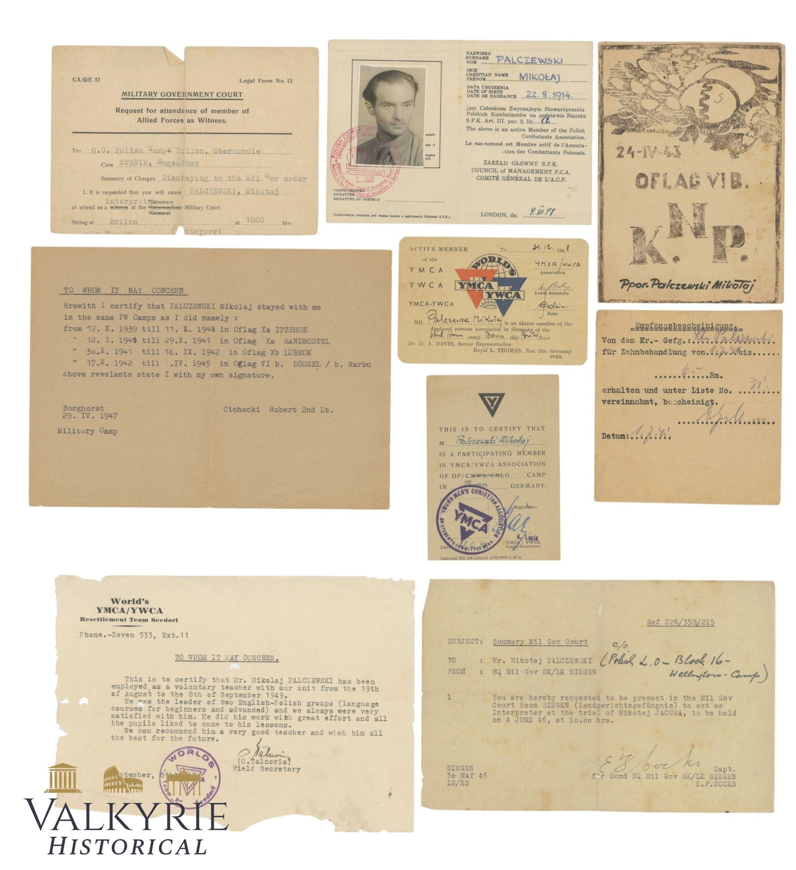 Set of Documents and IDs to a Former Polish POW and Member of Polish Army - Oflag VIB (1 of 11)
